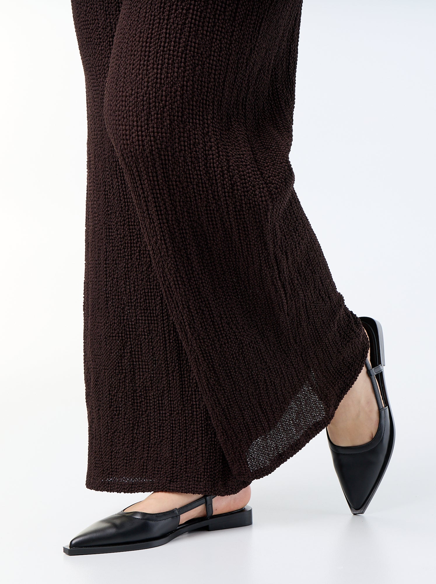 Pantalon large en maille gaufrée - Marron (GAD59_7)