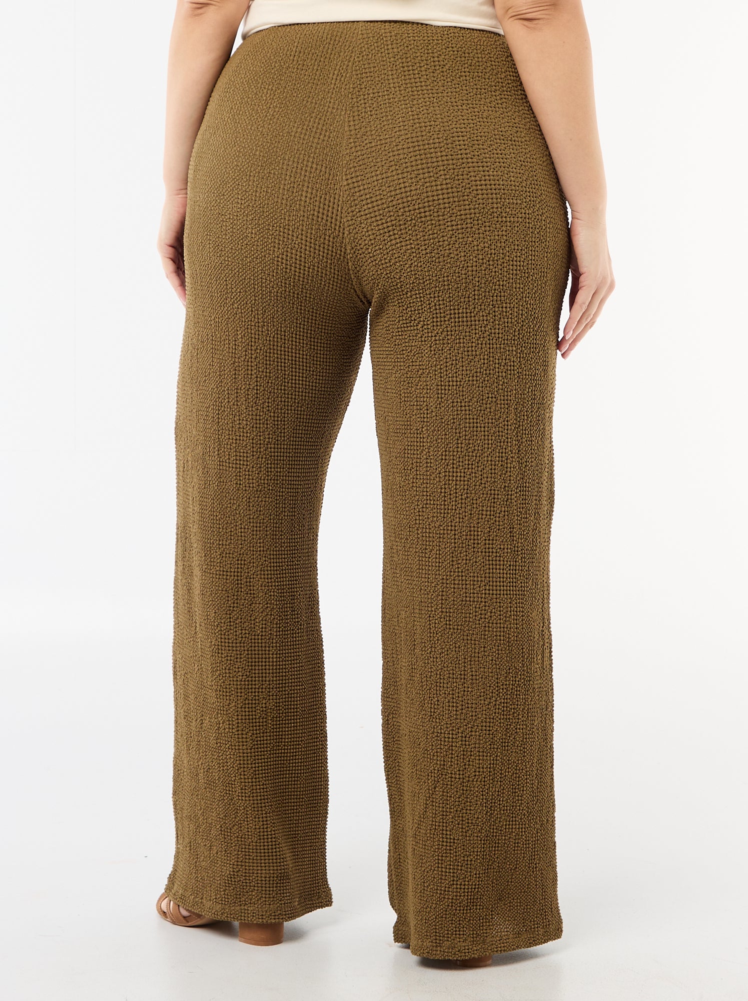 Pantalon large en maille gaufrée - Vert