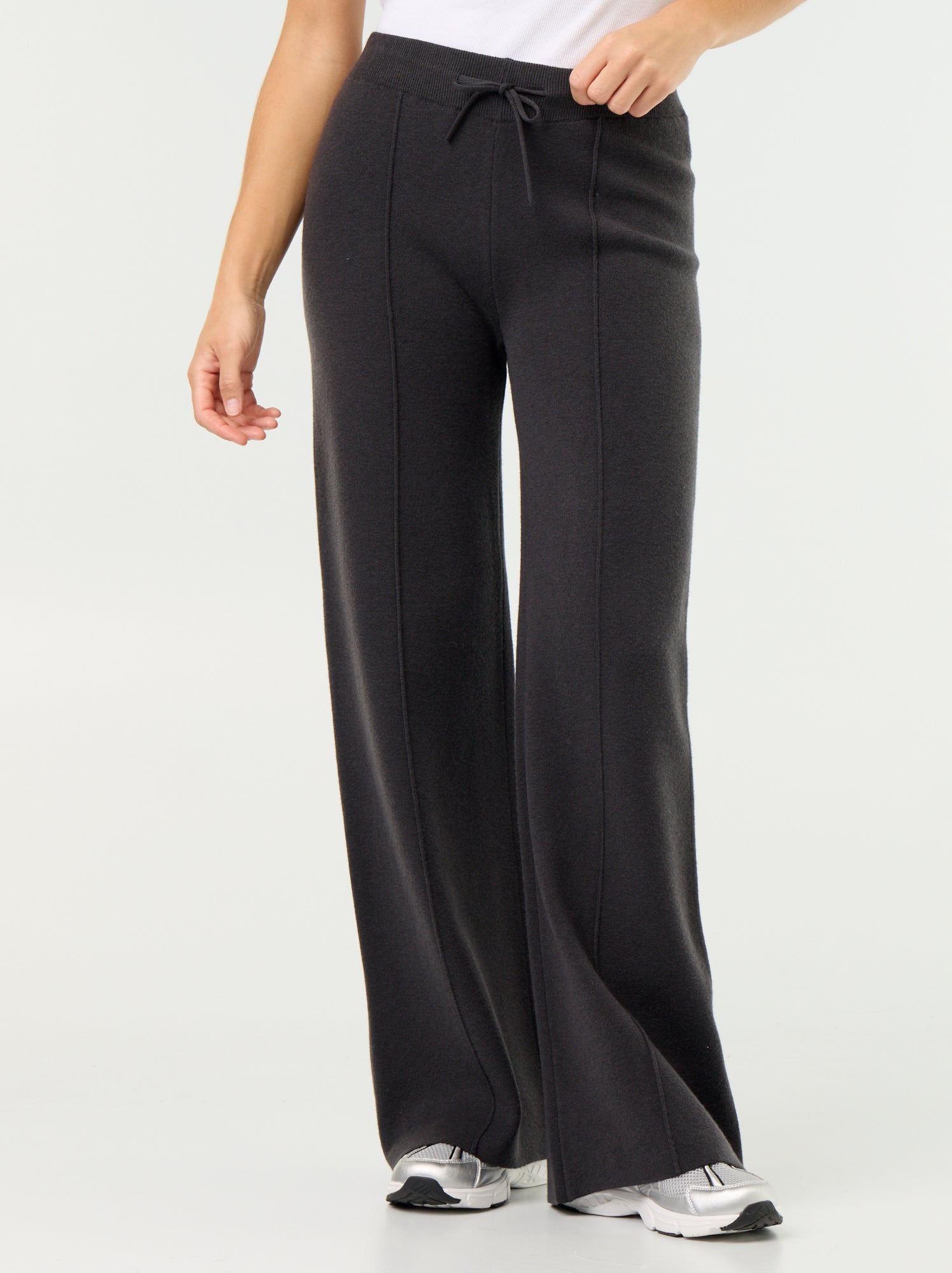 Pantalon large en maille tricot - Noir