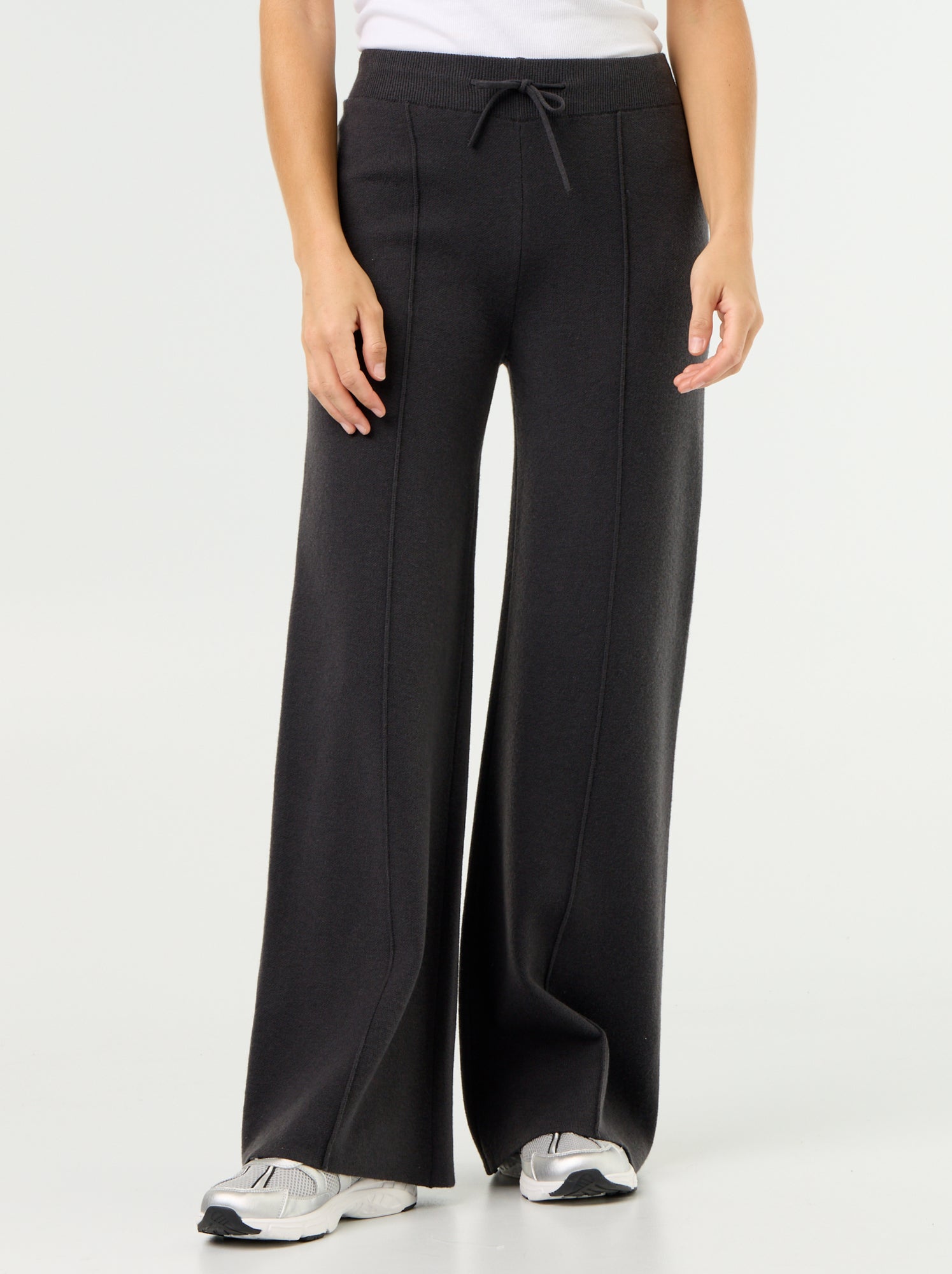 Pantalon large en maille tricot - Noir
