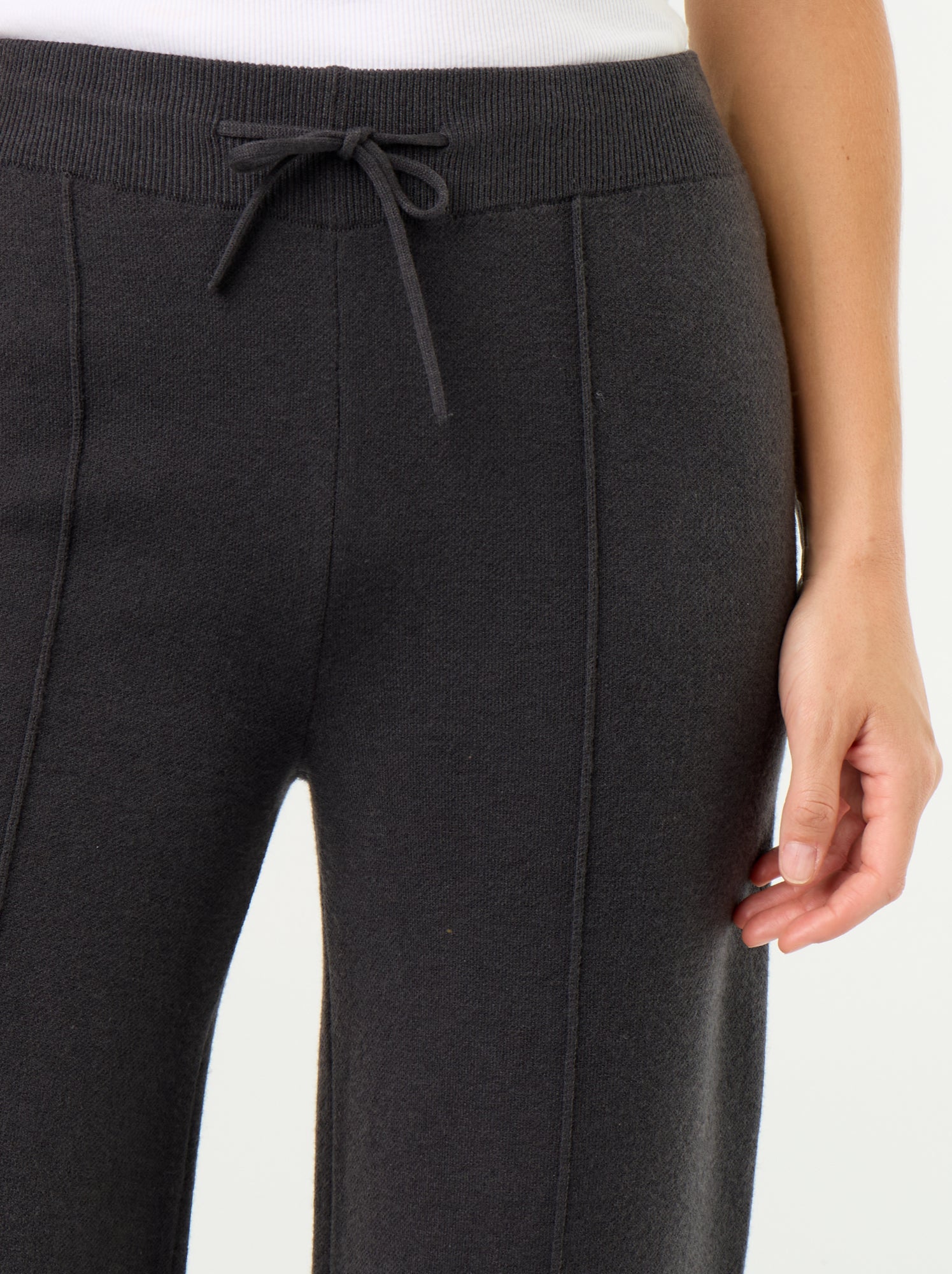 Pantalon large en maille tricot - Noir