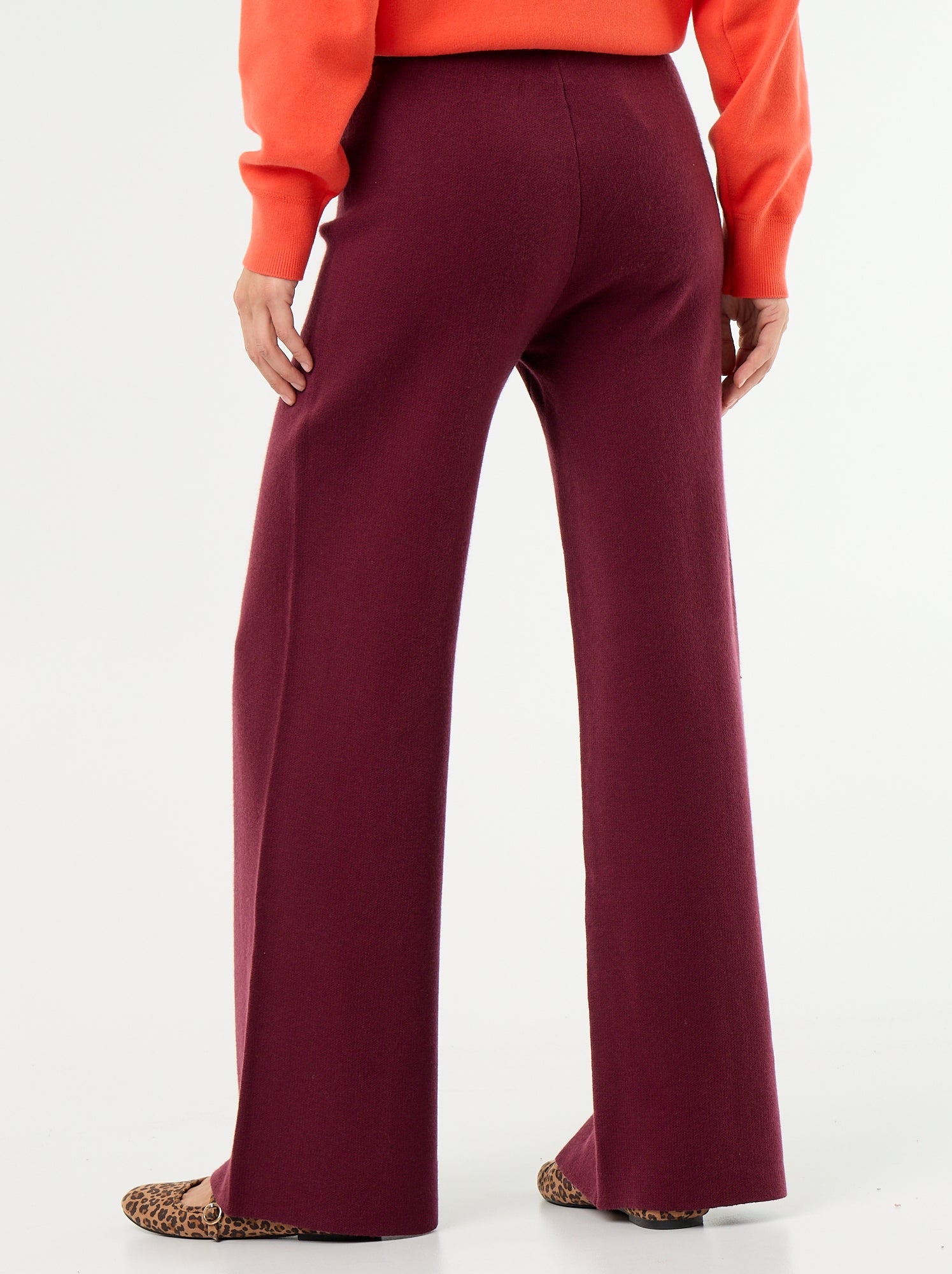 Pantalon large en maille tricot - Rose