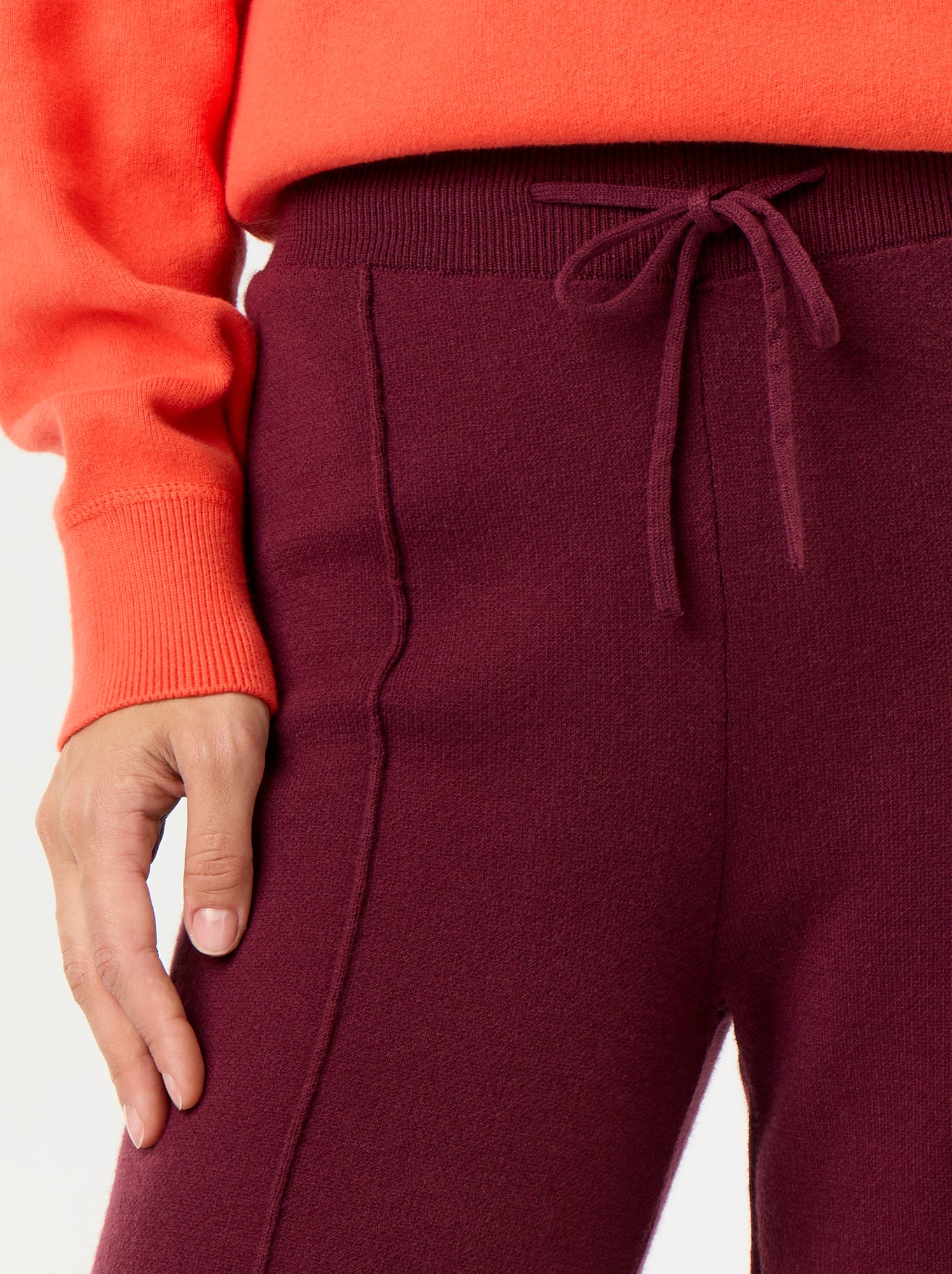 Pantalon large en maille tricot - Rose