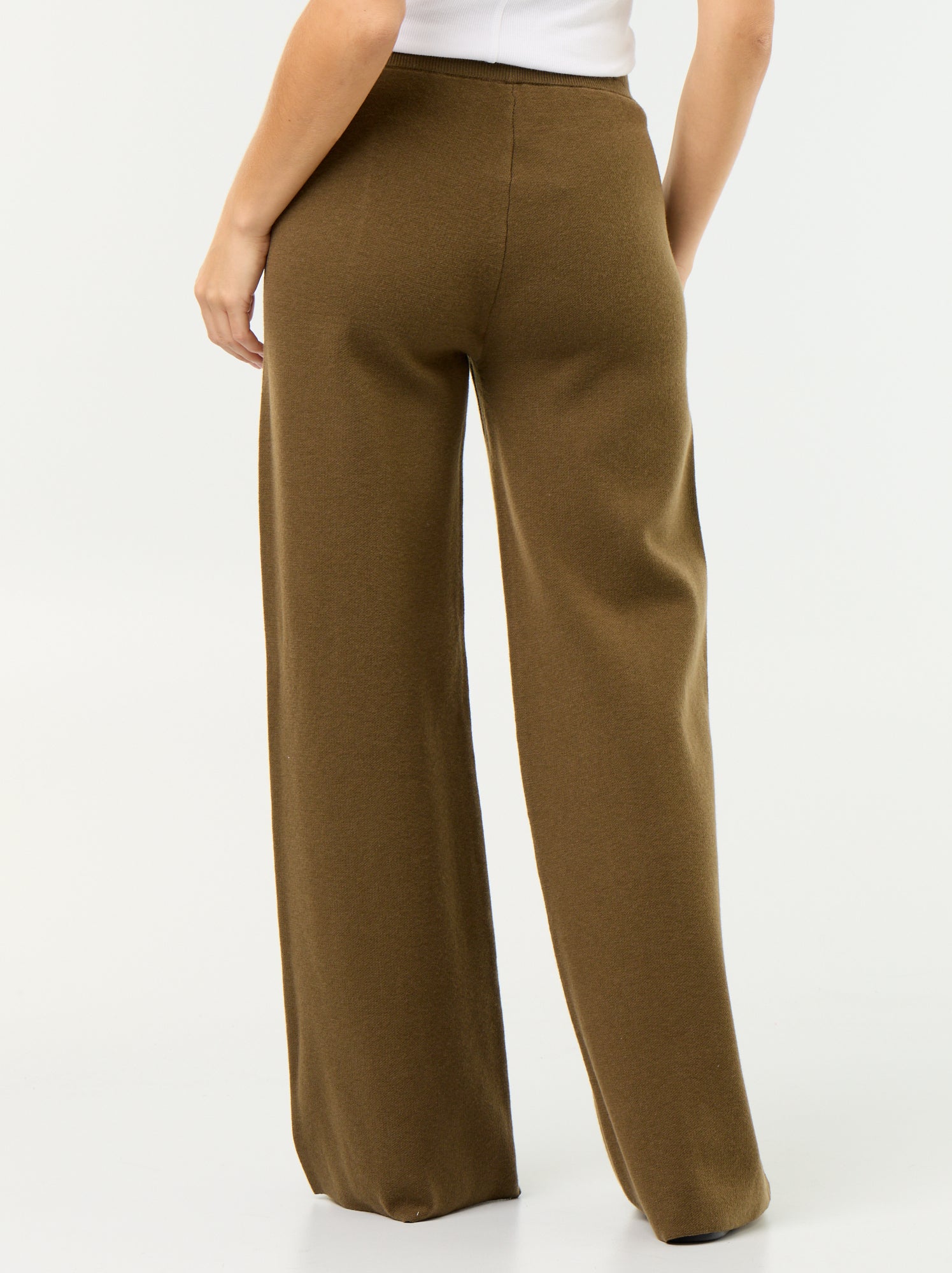 Pantalon large en maille tricot - Vert