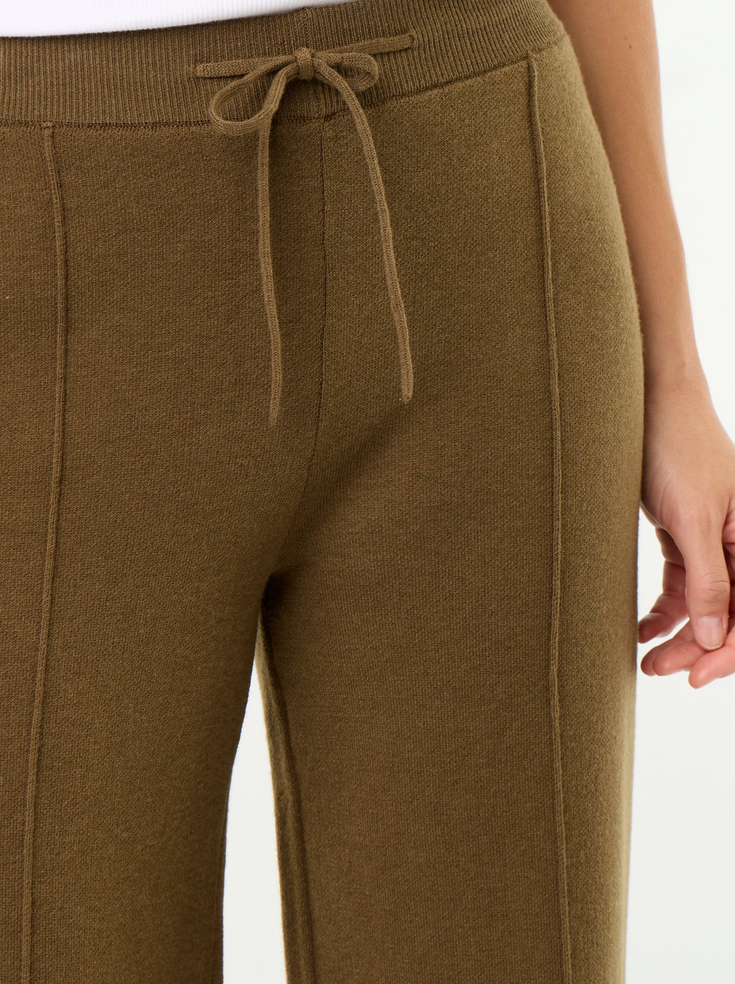 Pantalon large en maille tricot - Vert
