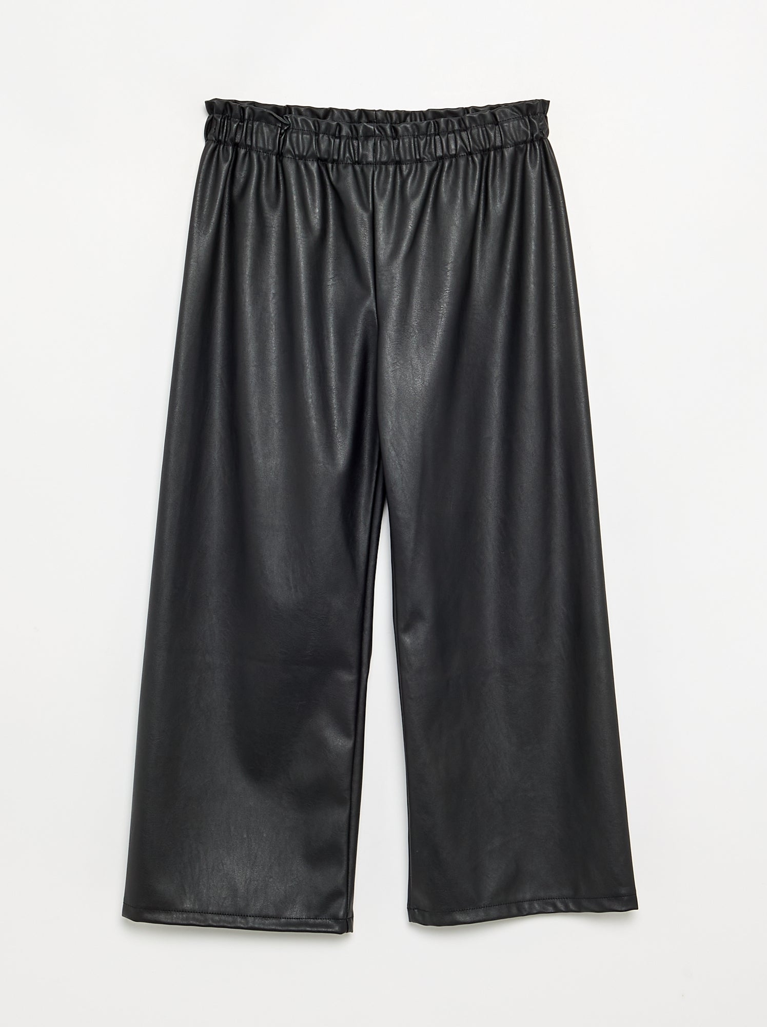 Pantalon large en simili - Noir