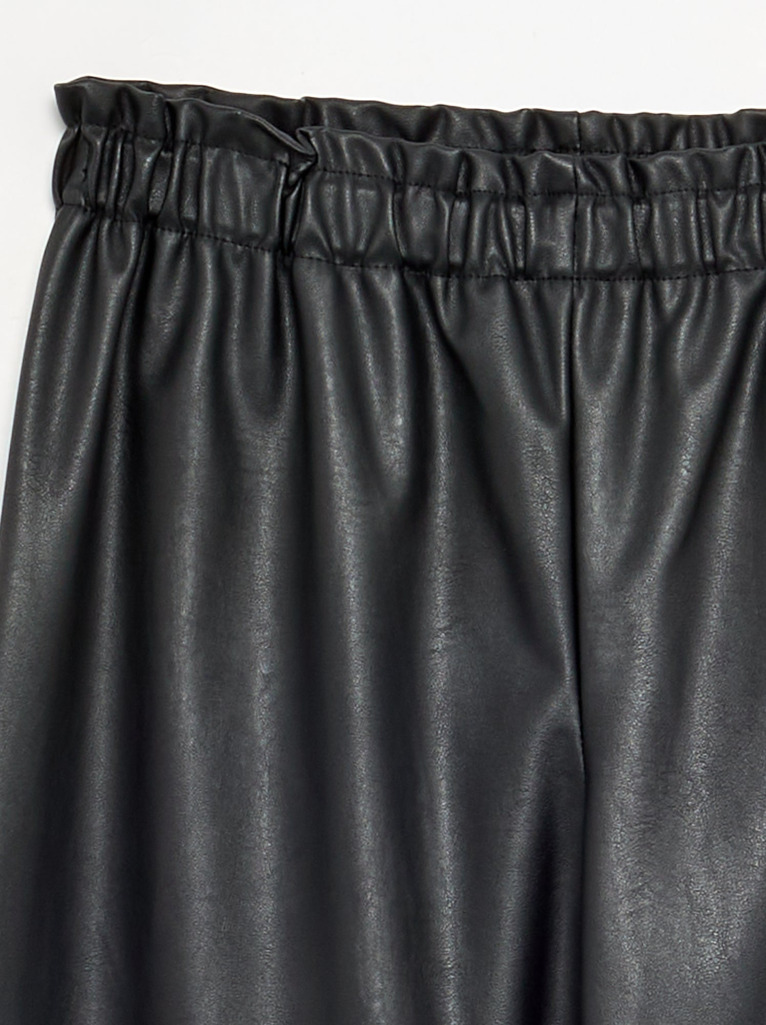 Pantalon large en simili - Noir