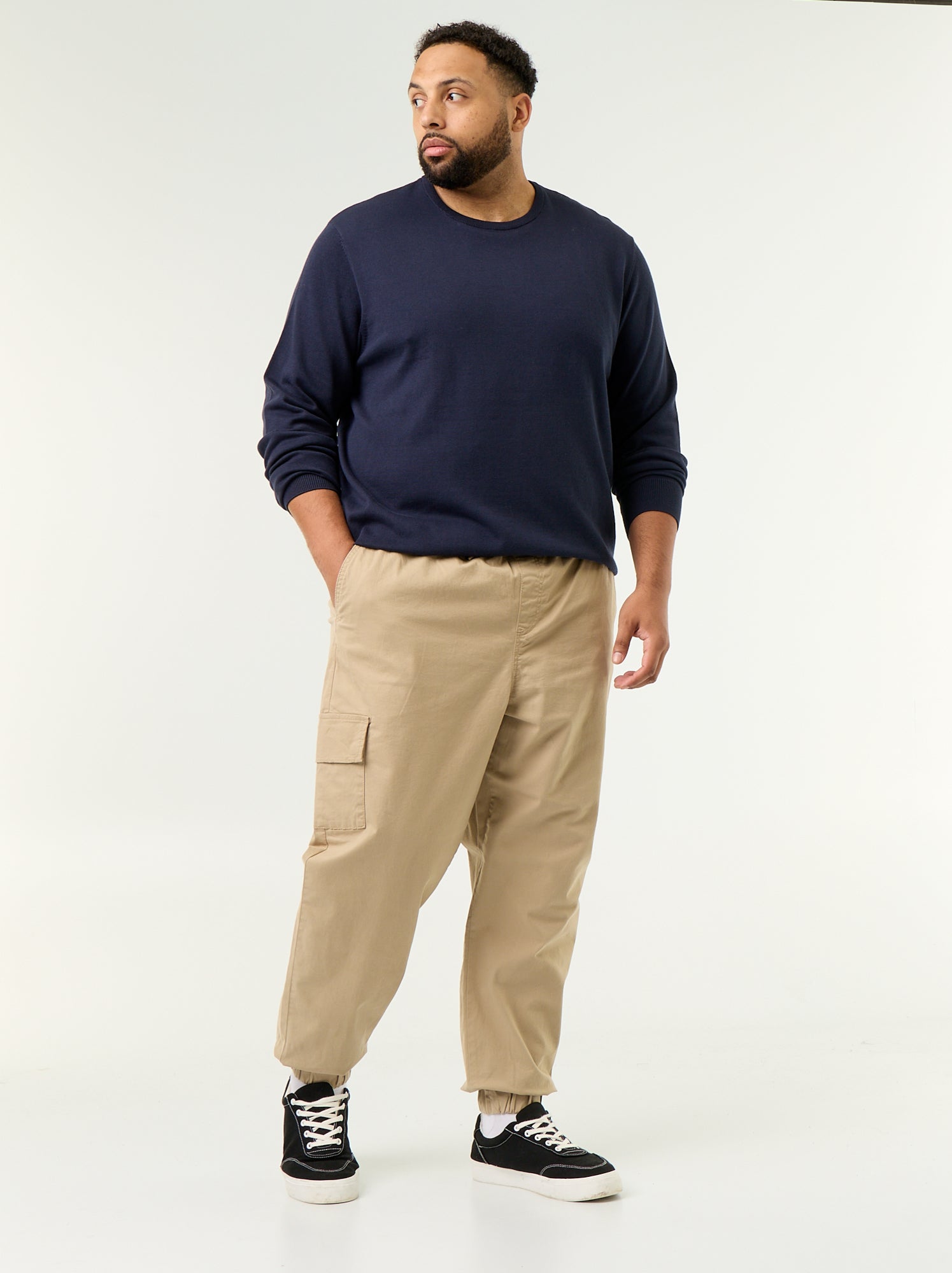 Pantalon large en twill - Beige