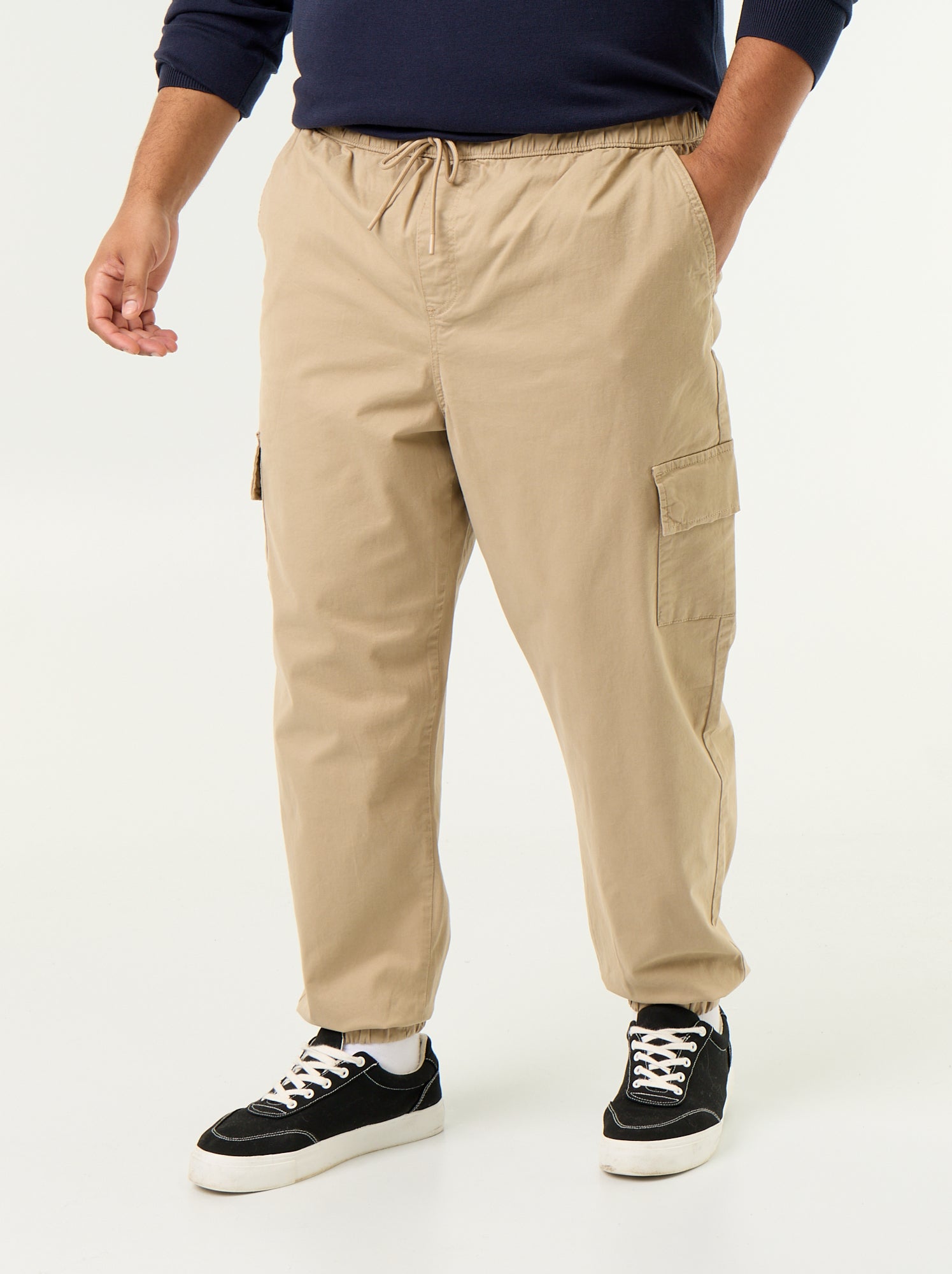 Pantalon large en twill - Beige