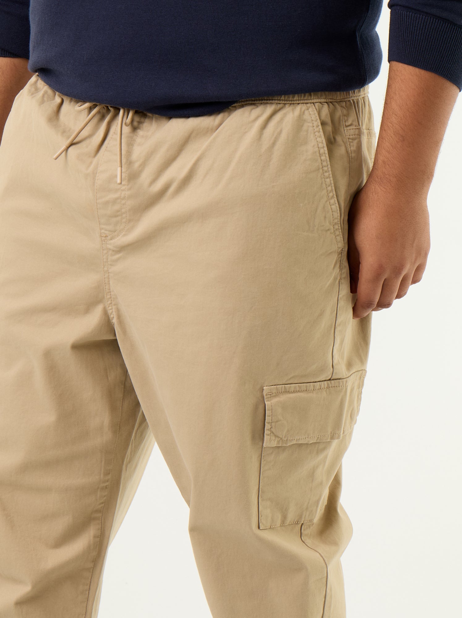 Pantalon large en twill - Beige