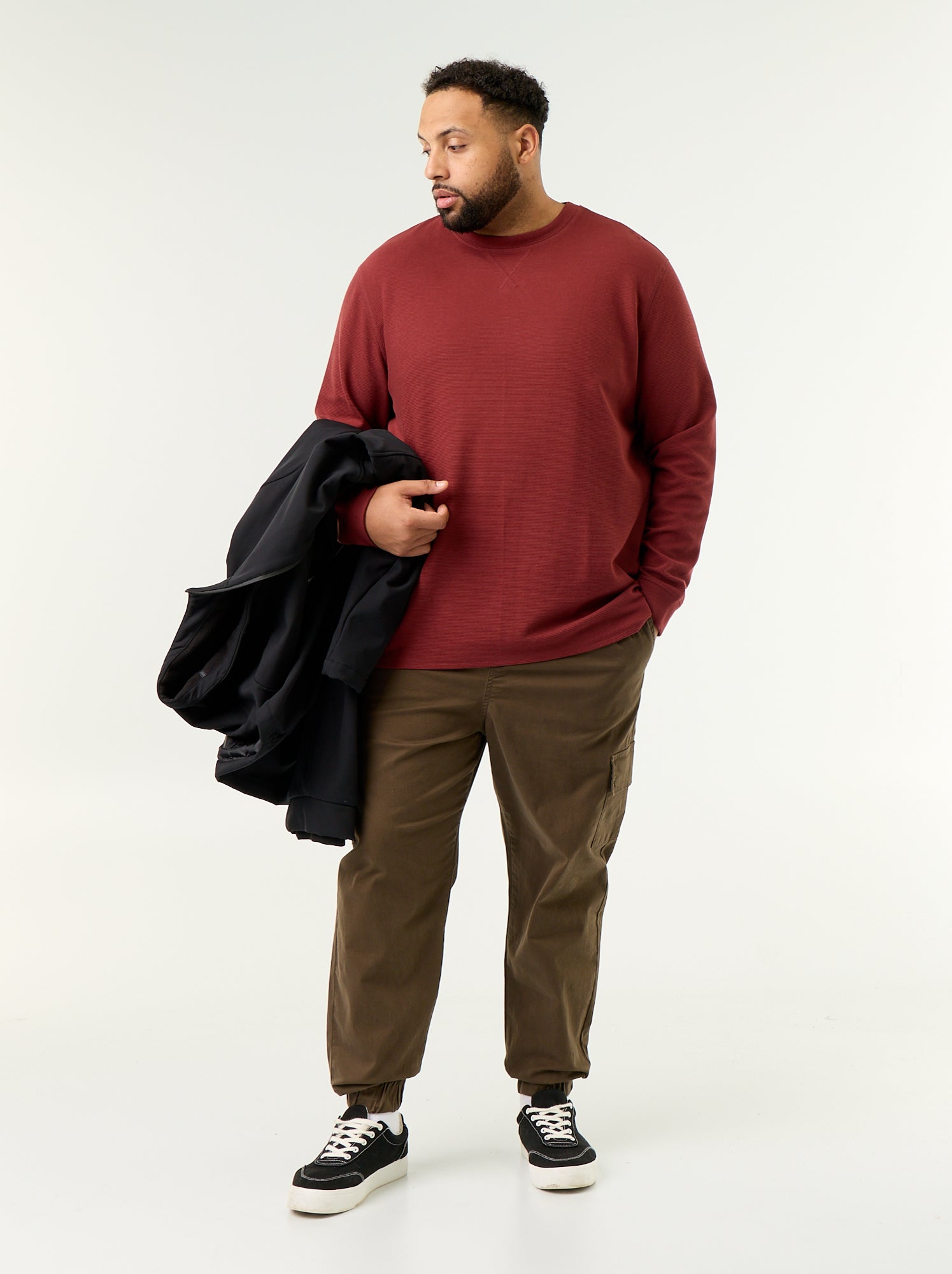 Pantalon large en twill - Marron