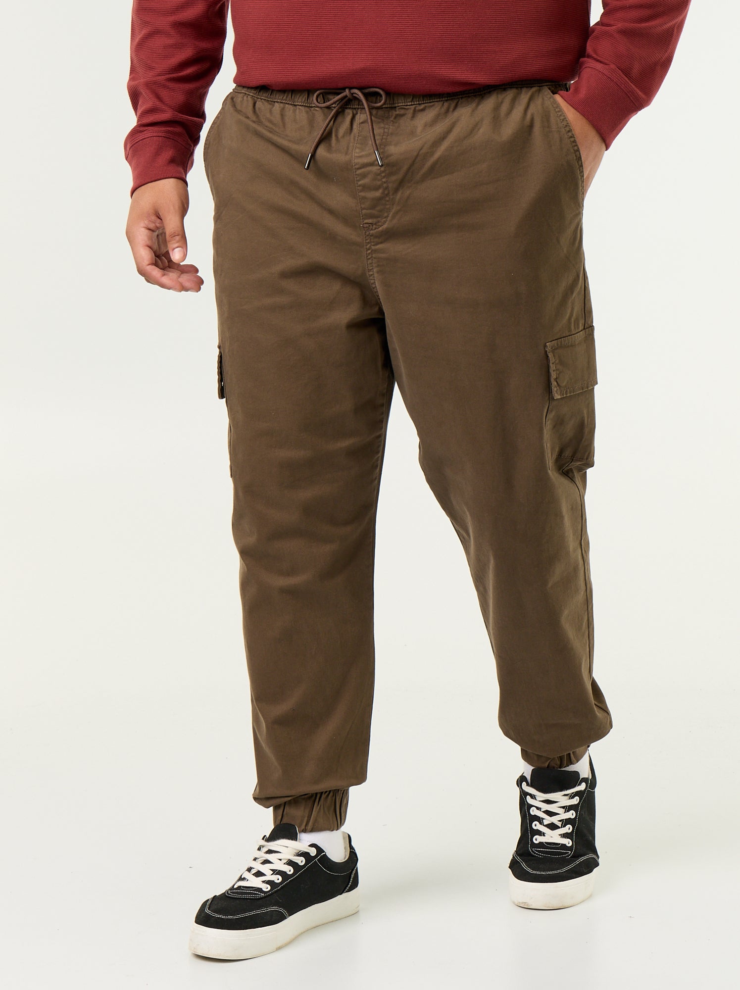 Pantalon large en twill - Marron