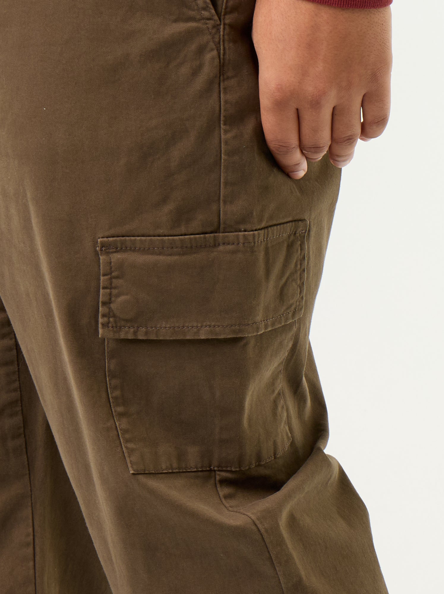 Pantalon large en twill - Marron