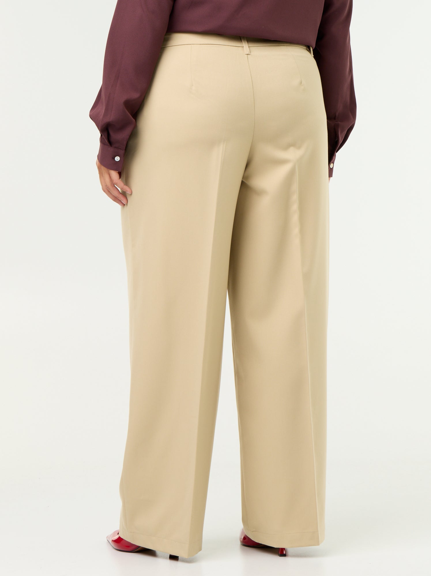 Pantalon large fluide uni - Beige