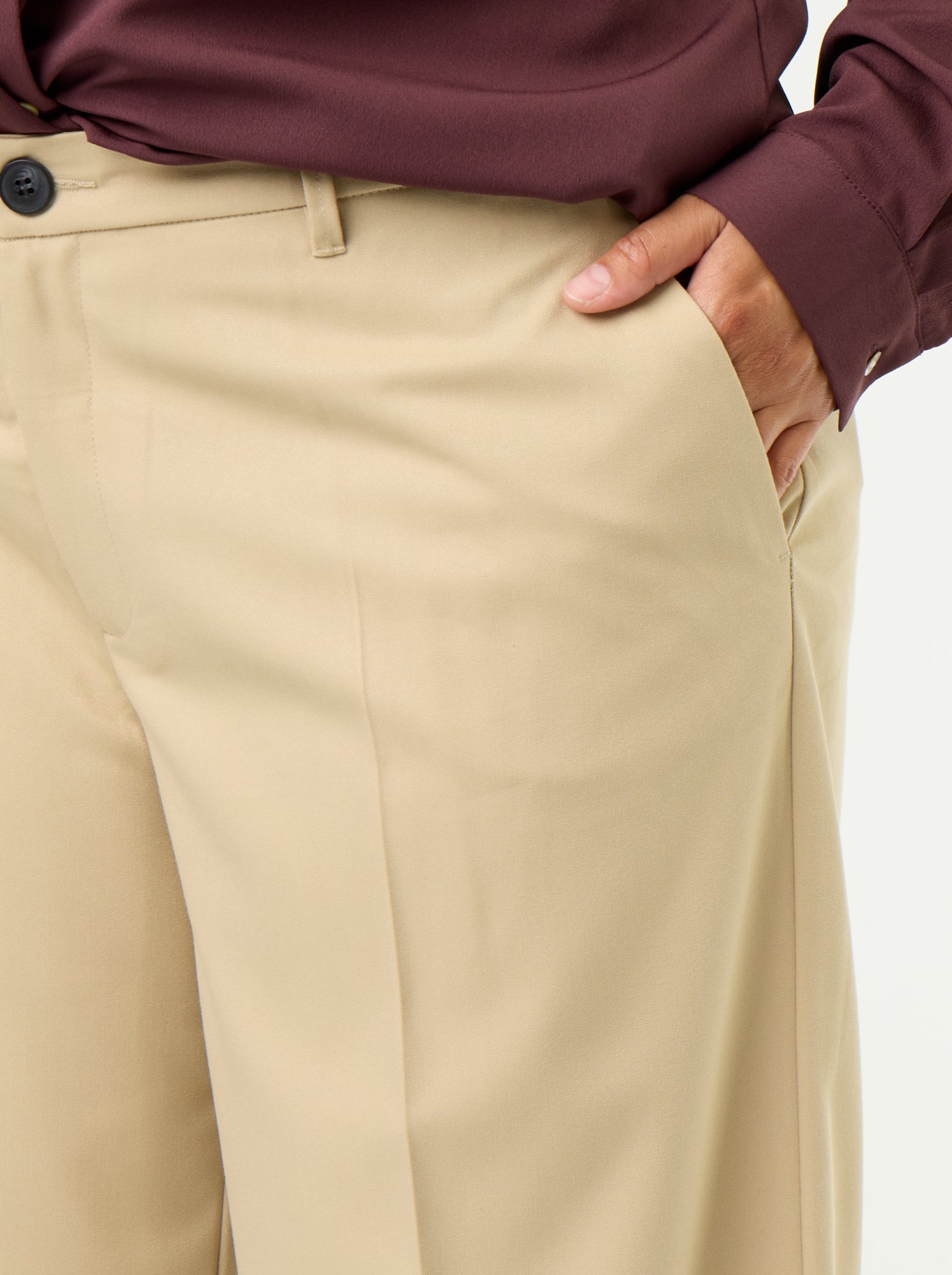 Pantalon large fluide uni - Beige