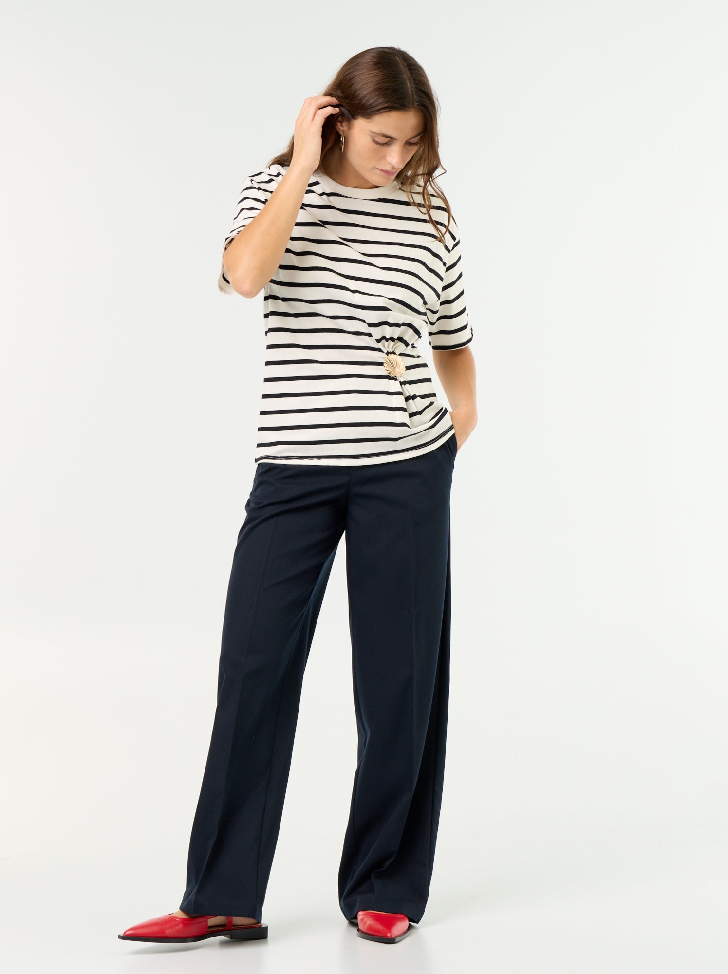 Pantalon large fluide uni - Bleu