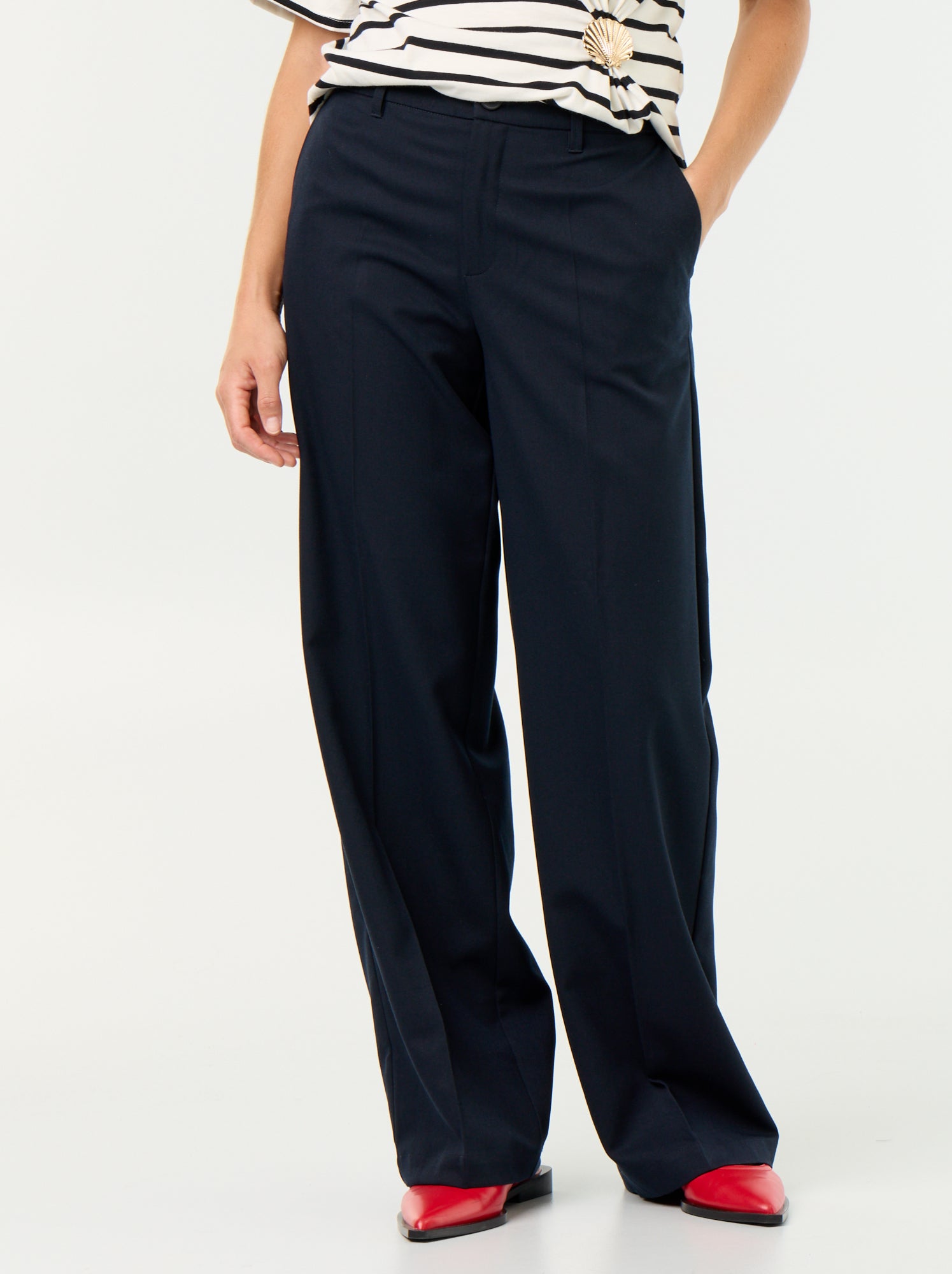 Pantalon large fluide uni - Bleu
