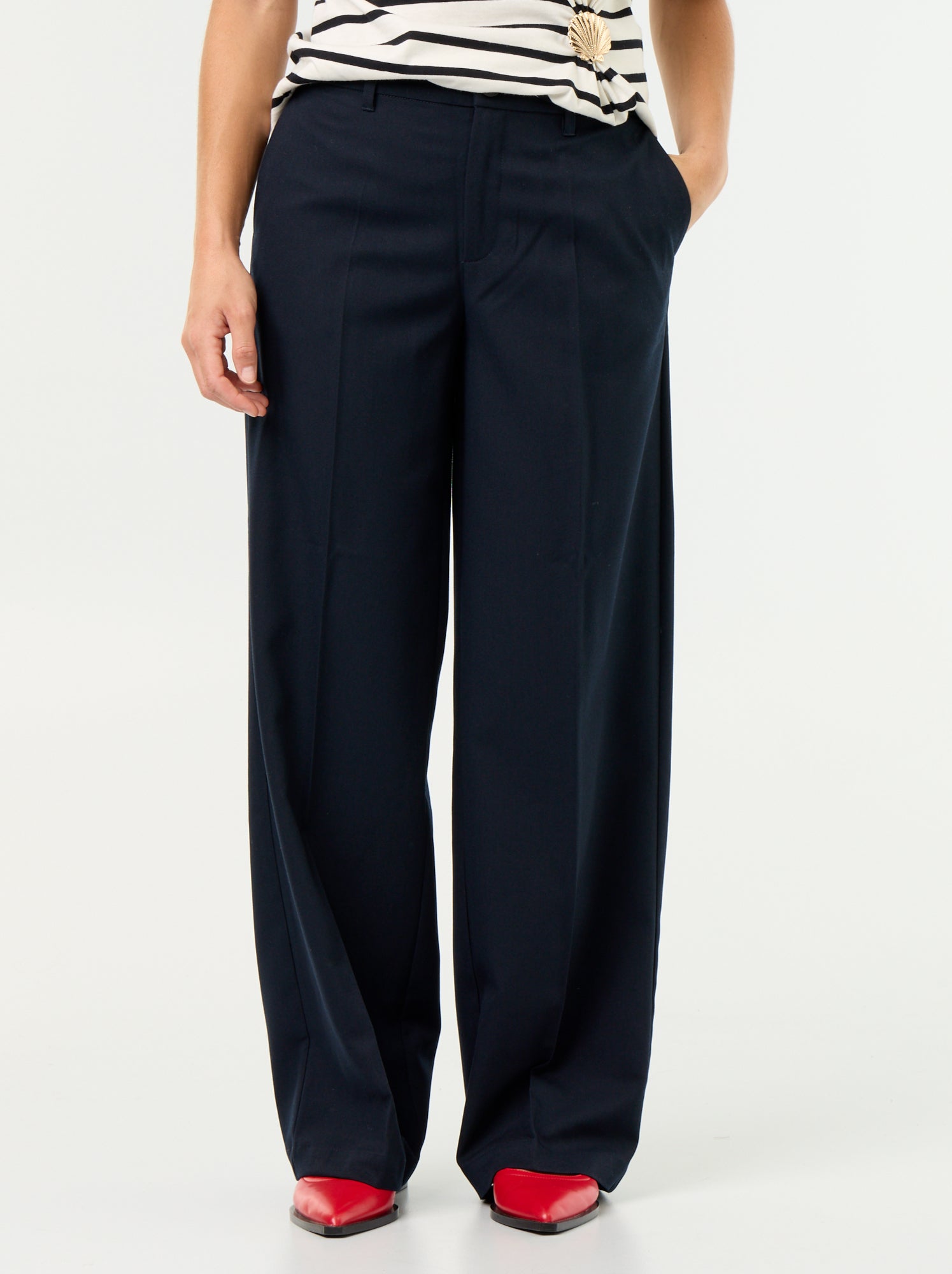 Pantalon large fluide uni - Bleu