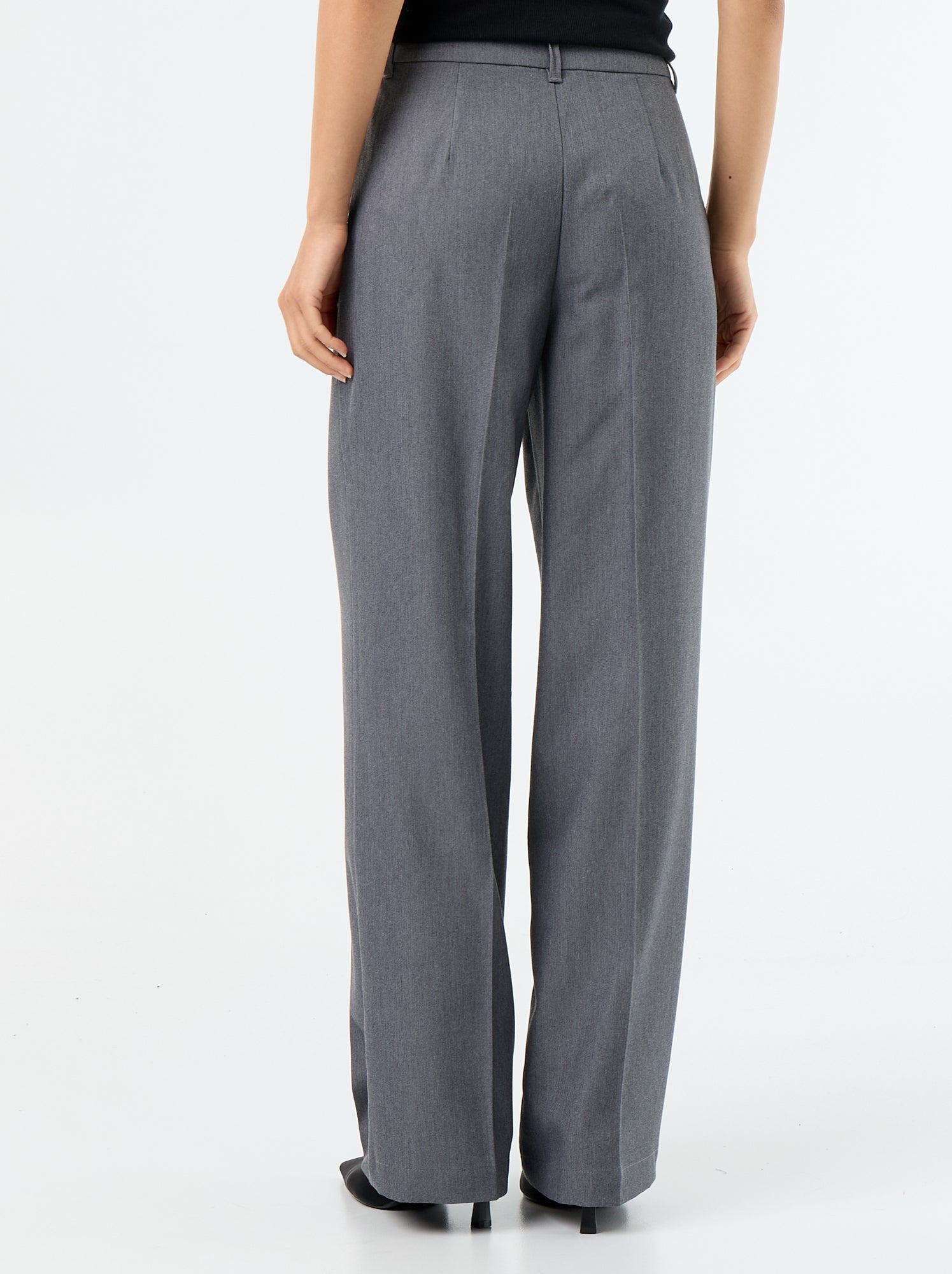 Pantalon large fluide uni - Gris