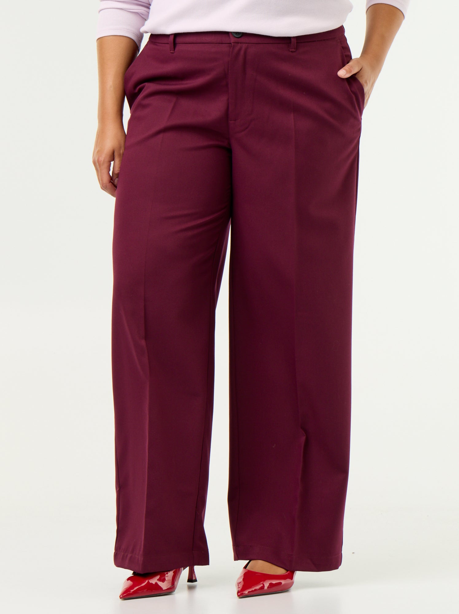 Pantalon large fluide uni - Violet