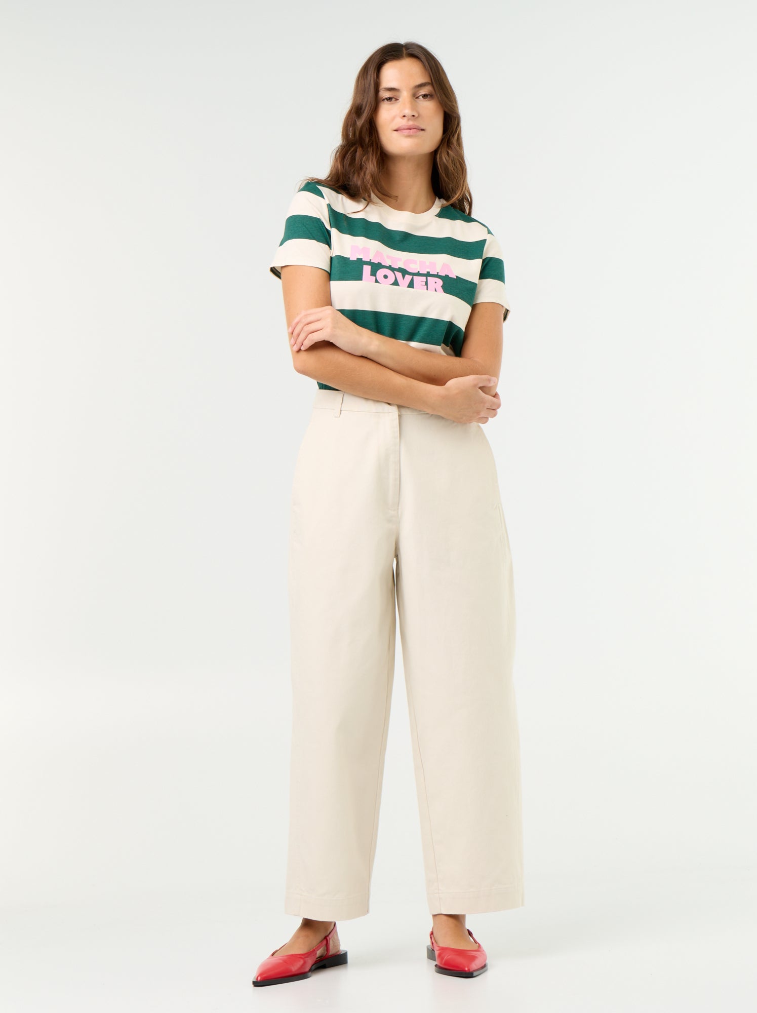 Pantalon large forme barrel - Beige