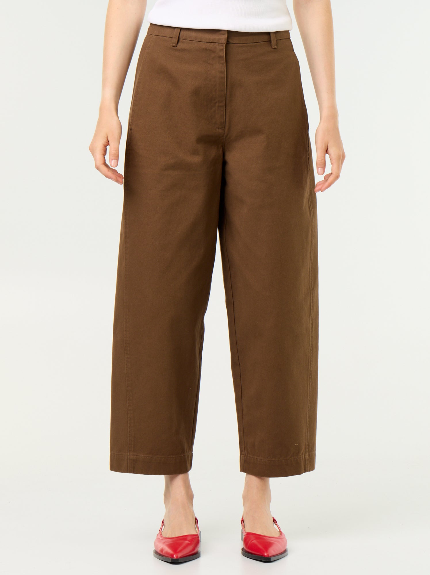 Pantalon large forme barrel - Marron