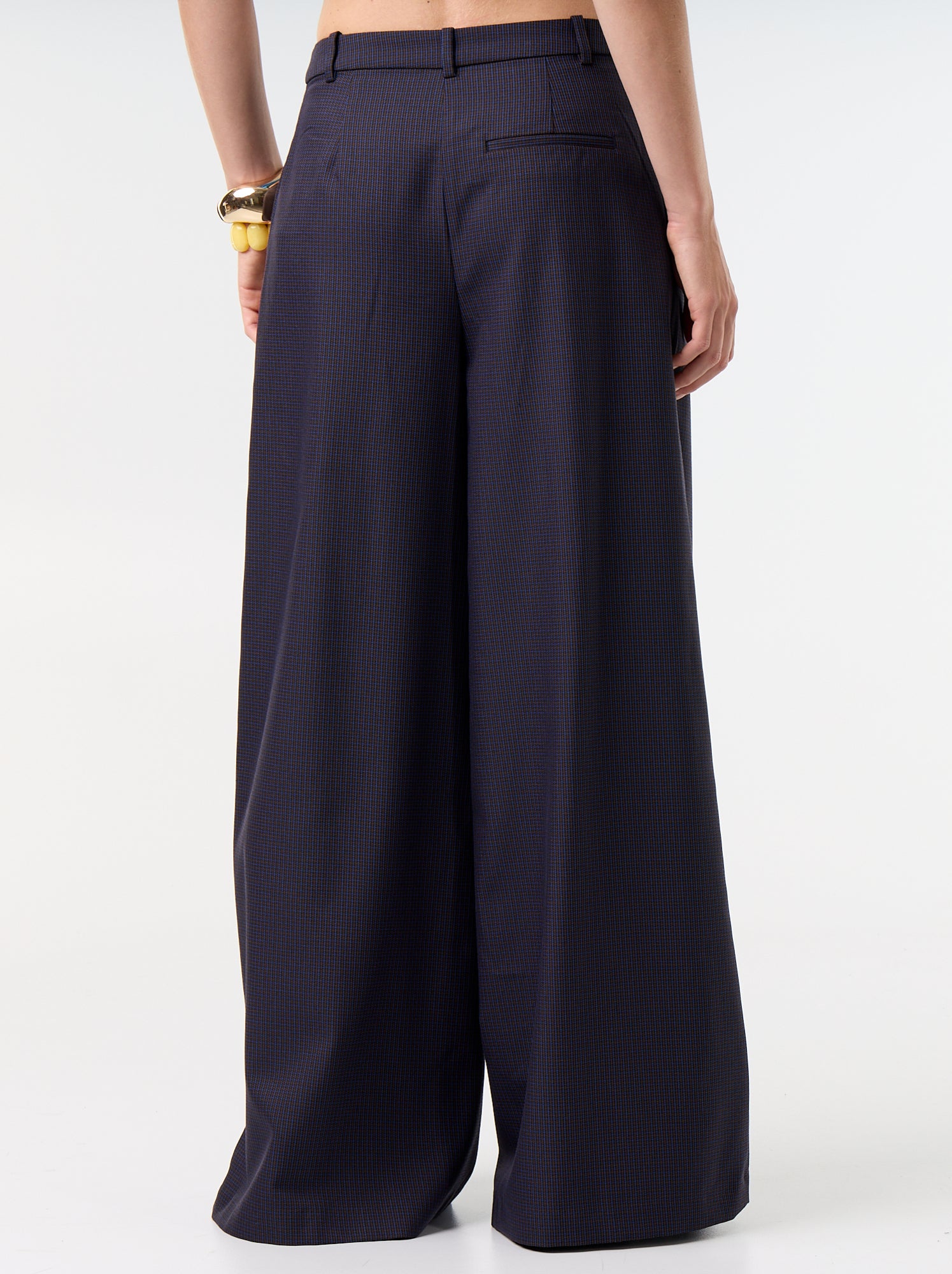 Pantalon large taille haute - Bleu