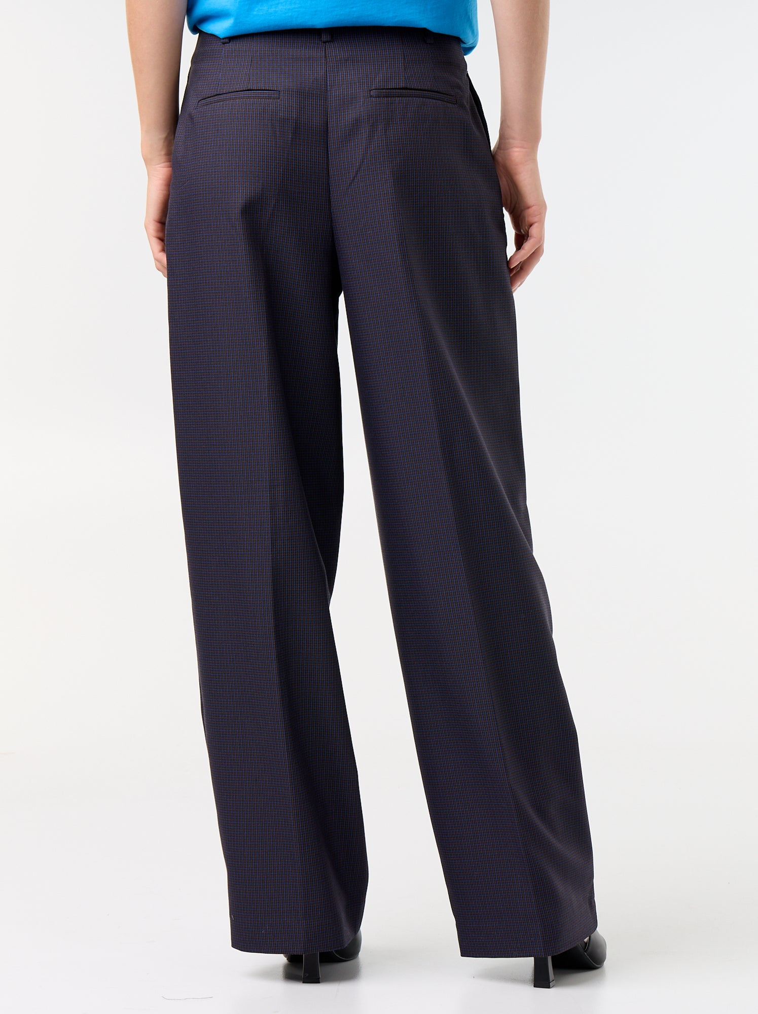 Pantalon large taille haute - Bleu