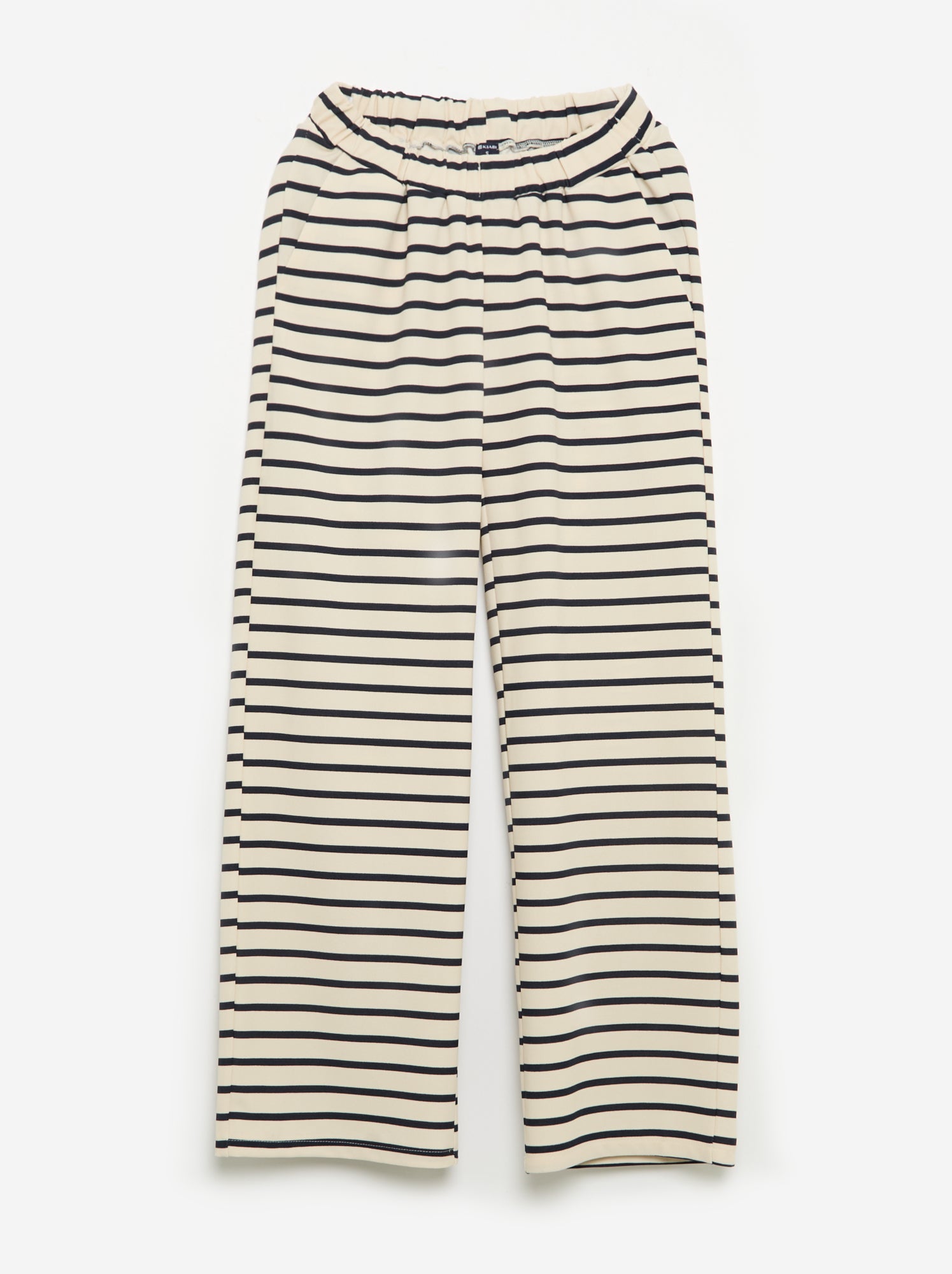 Pantalon en maille légère pour femme à coupe large et taille haute - Blanc (BXW74_4)