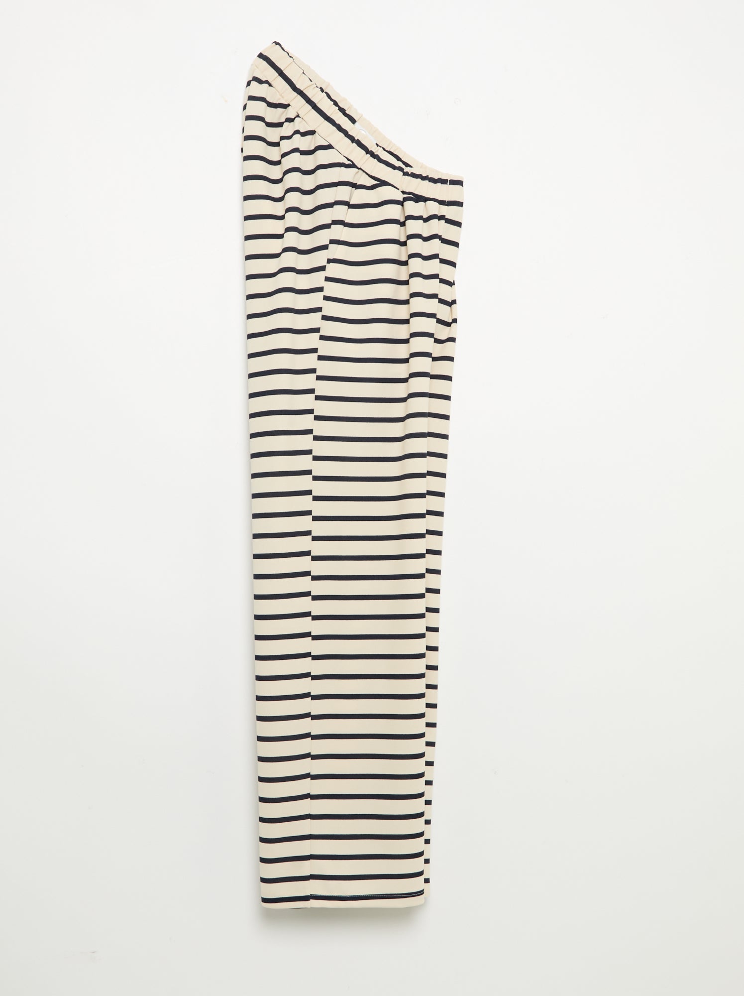 Pantalon en maille légère pour femme à coupe large et taille haute - Blanc (BXW74_4)
