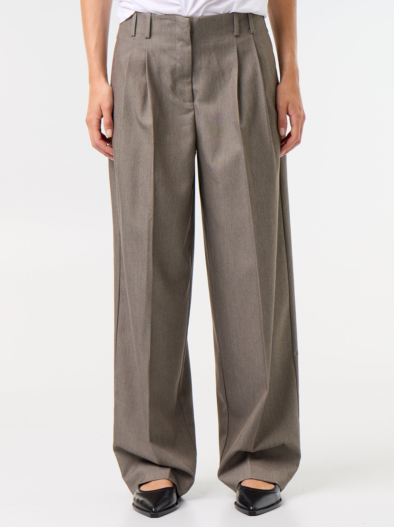Pantalon large taille haute - Kaki