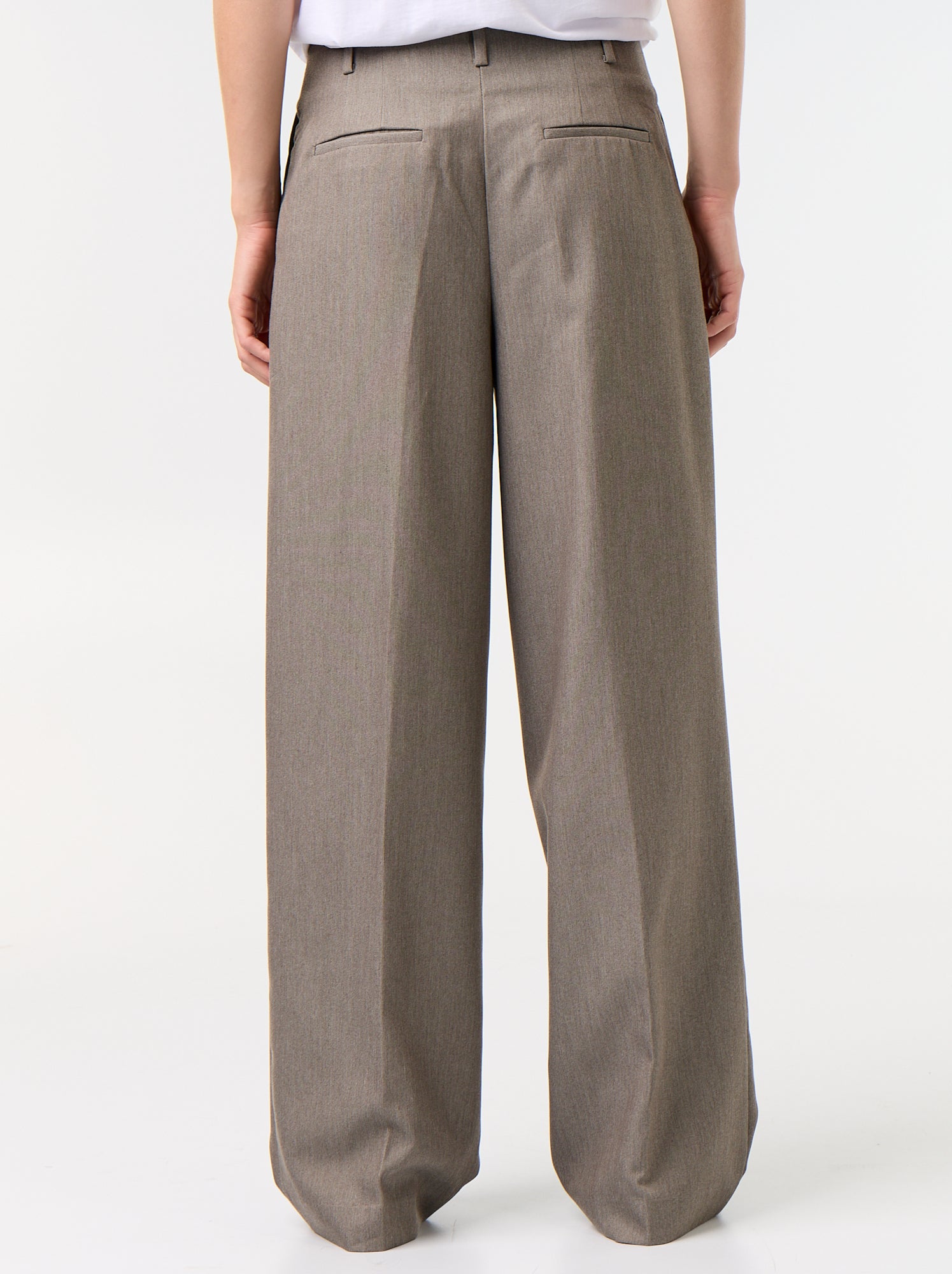 Pantalon large taille haute - Kaki