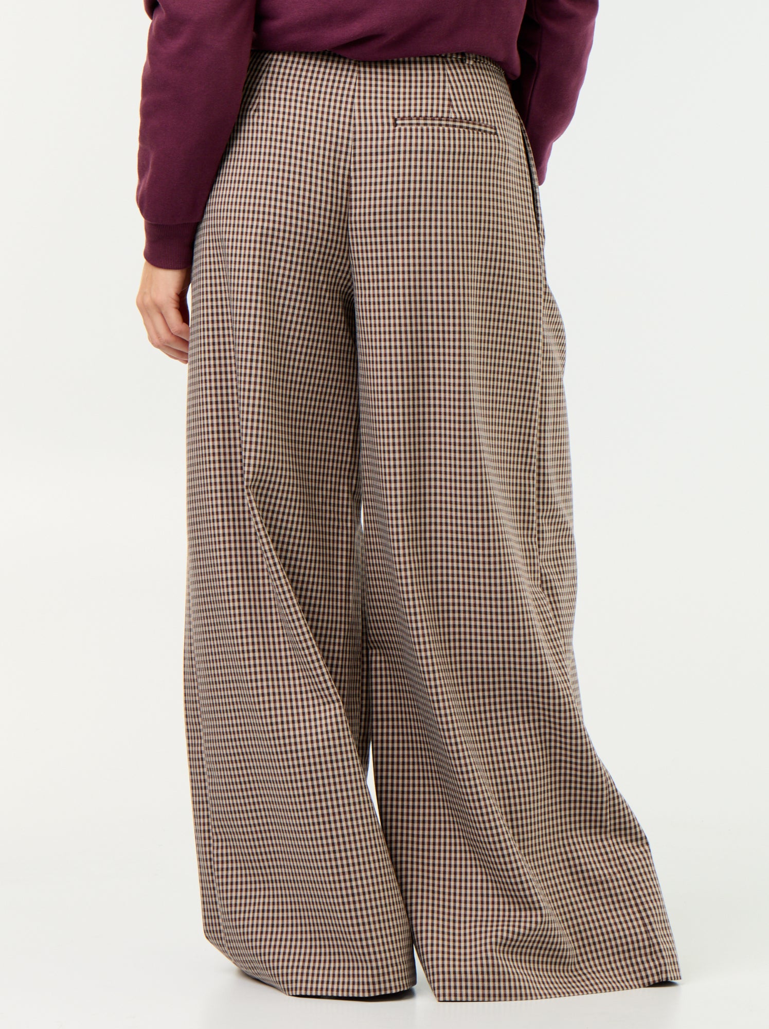 Pantalon large taille haute - Marron
