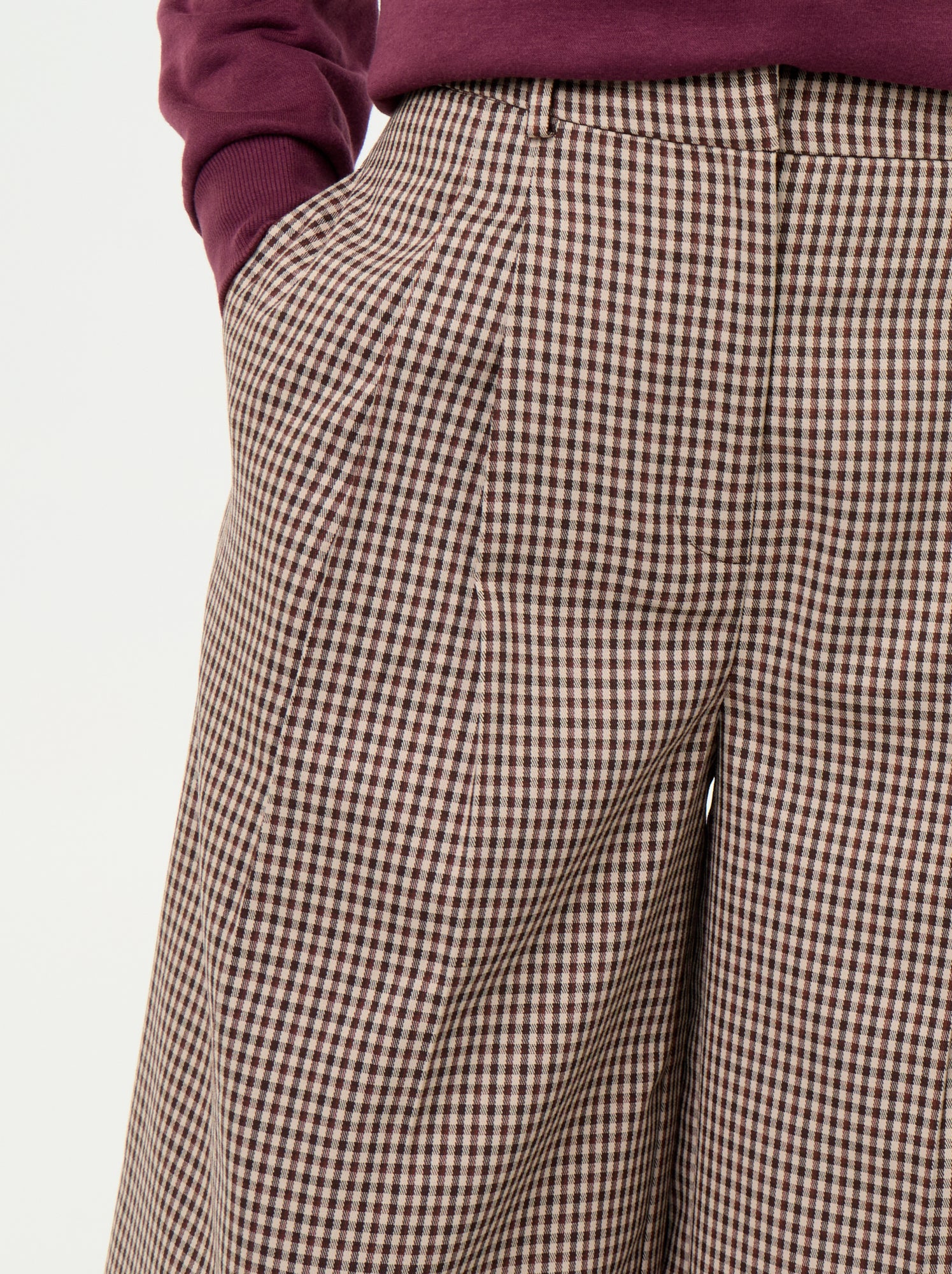 Pantalon large taille haute - Marron