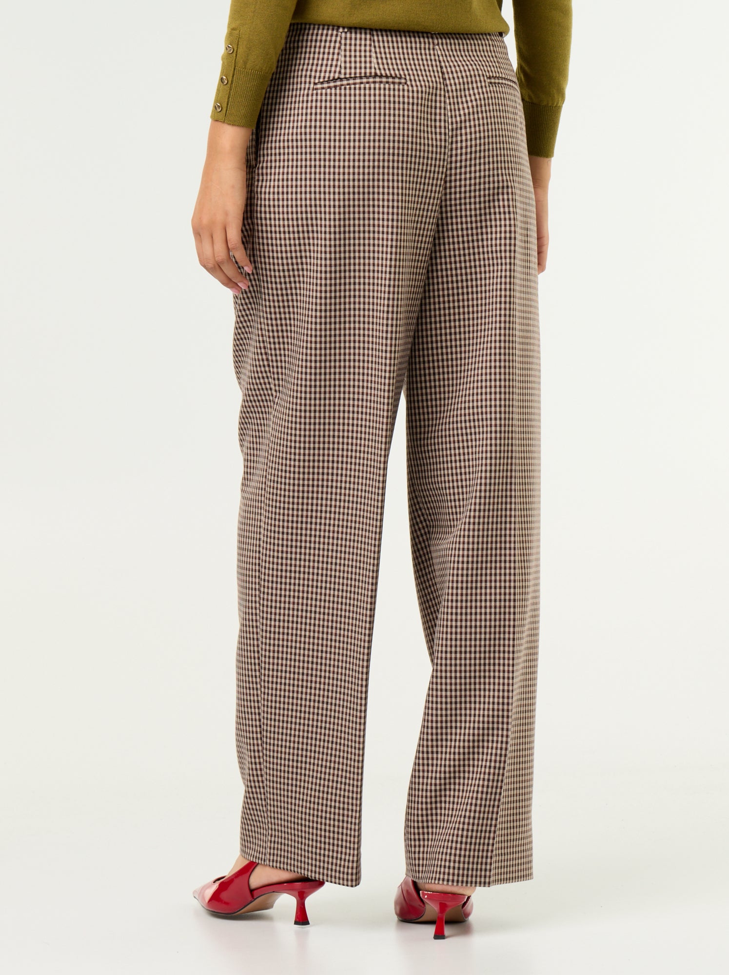 Pantalon large taille haute - Marron