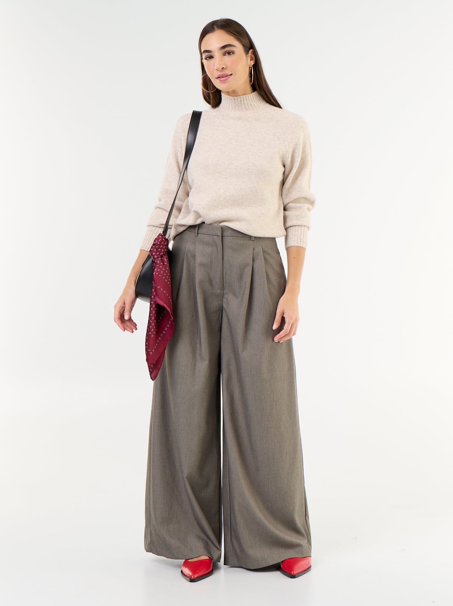 Pantalon large taille haute - Vert