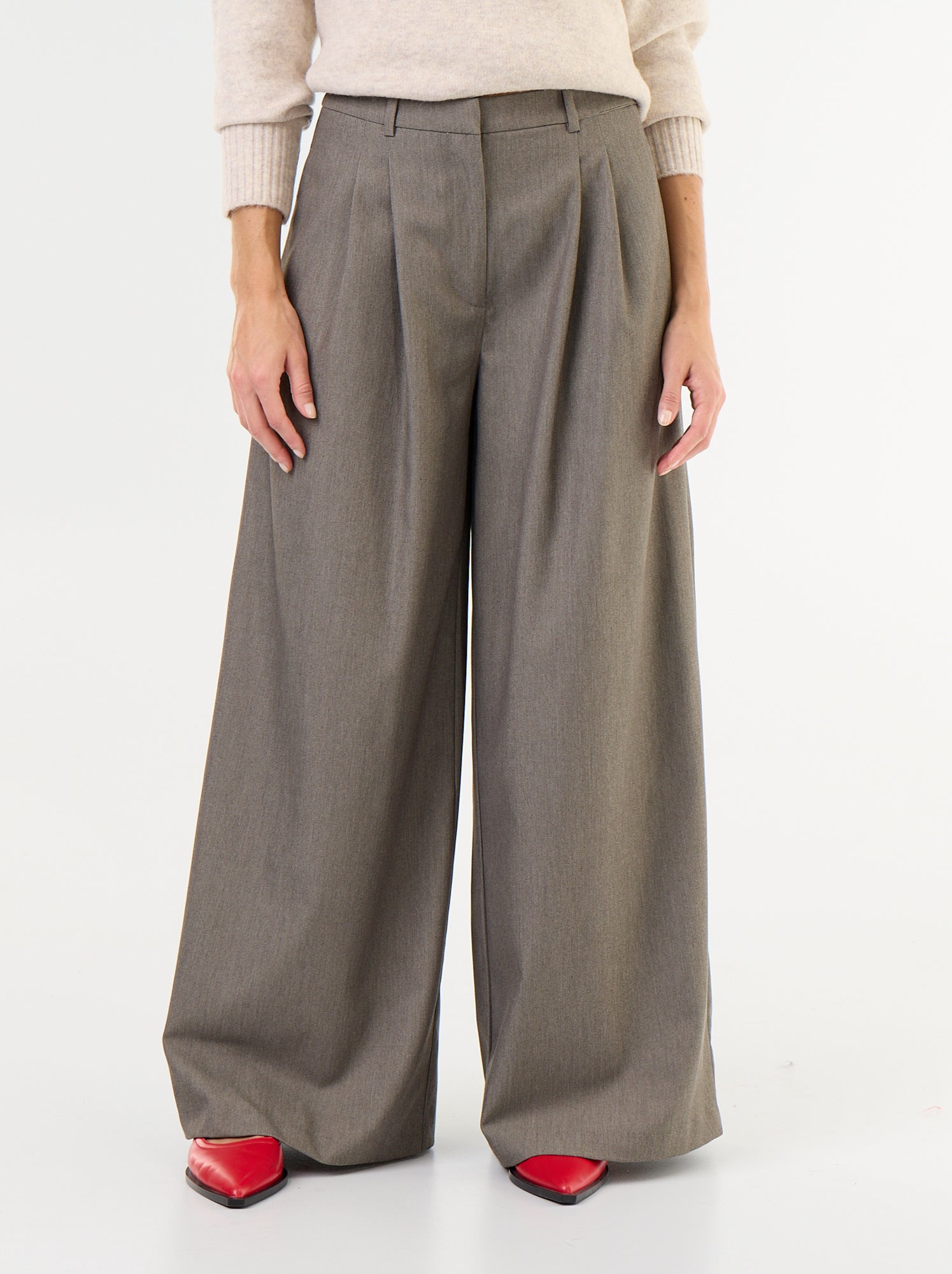 Pantalon large taille haute - Vert