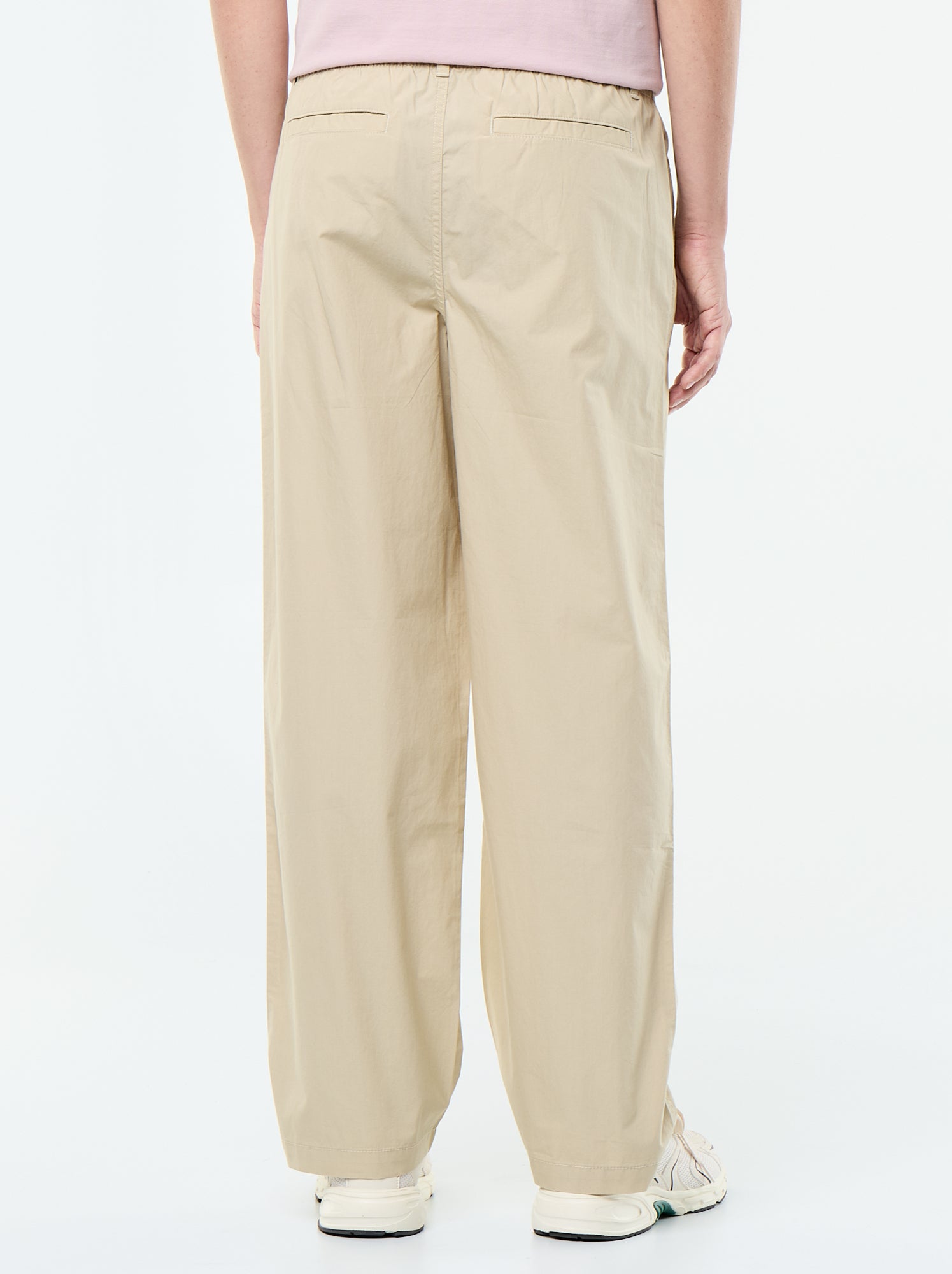 Pantalon large uni en popeline - Beige