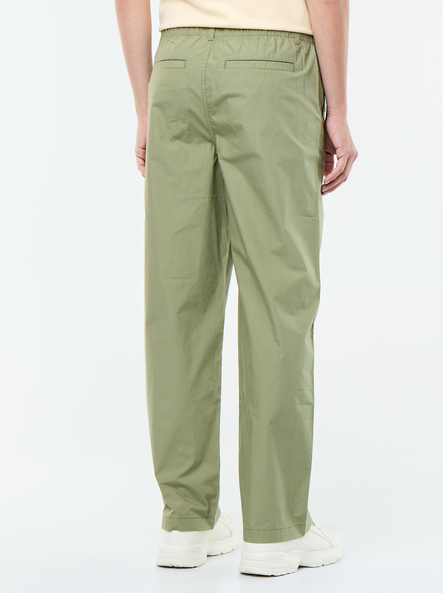 Pantalon large uni en popeline - Vert