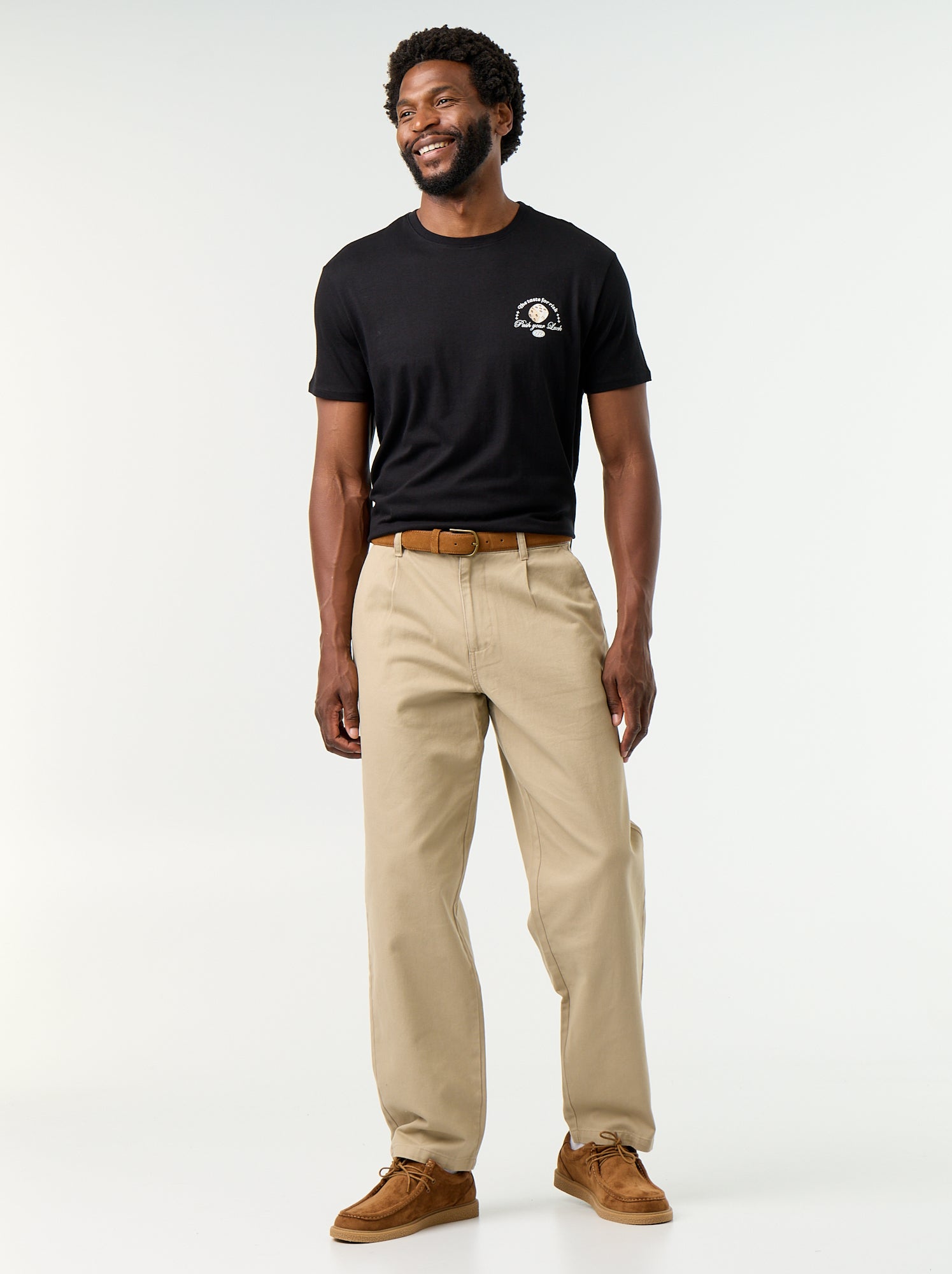 Pantalon large uni forme relax - Beige