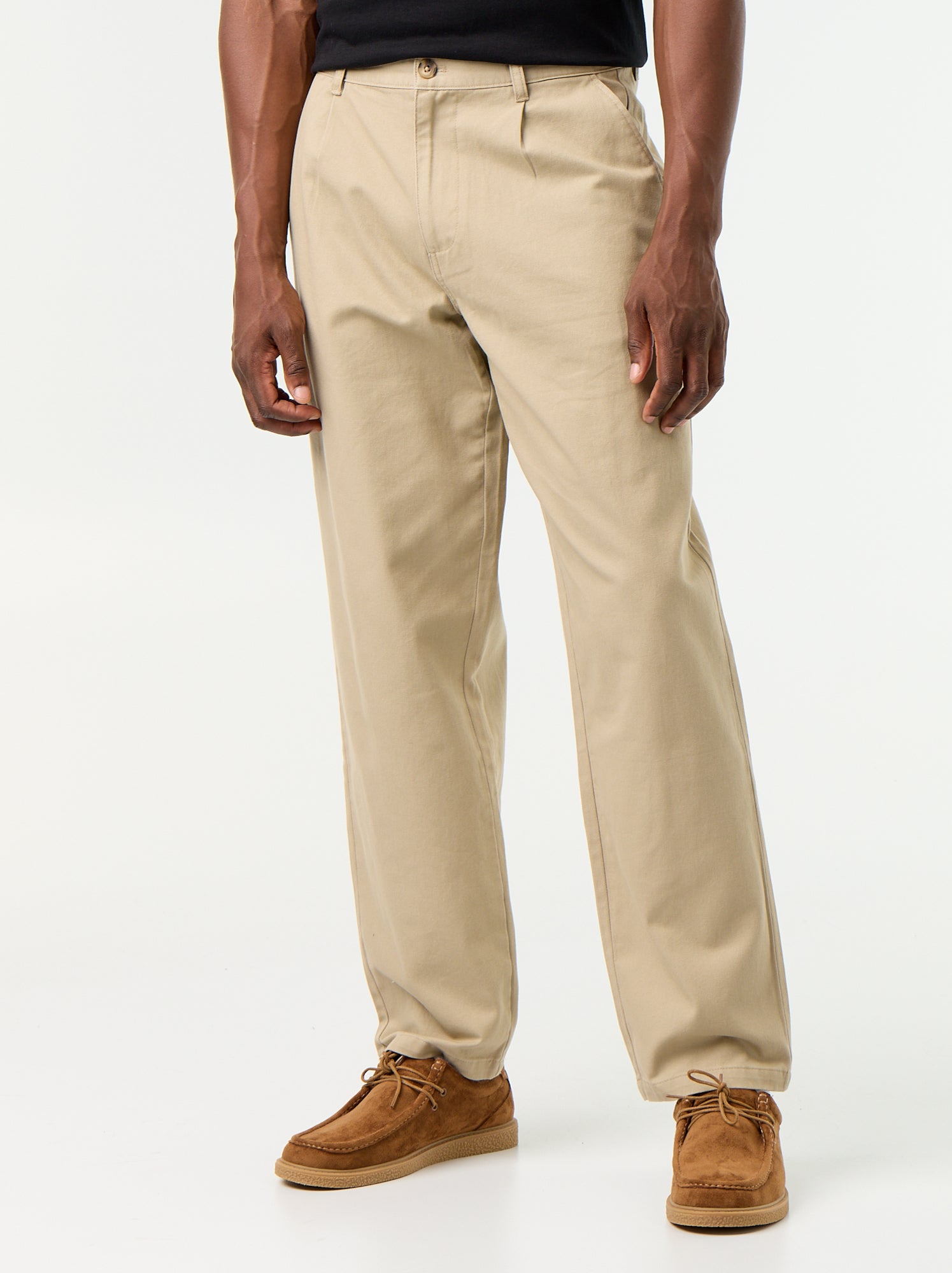 Pantalon large uni forme relax - Beige