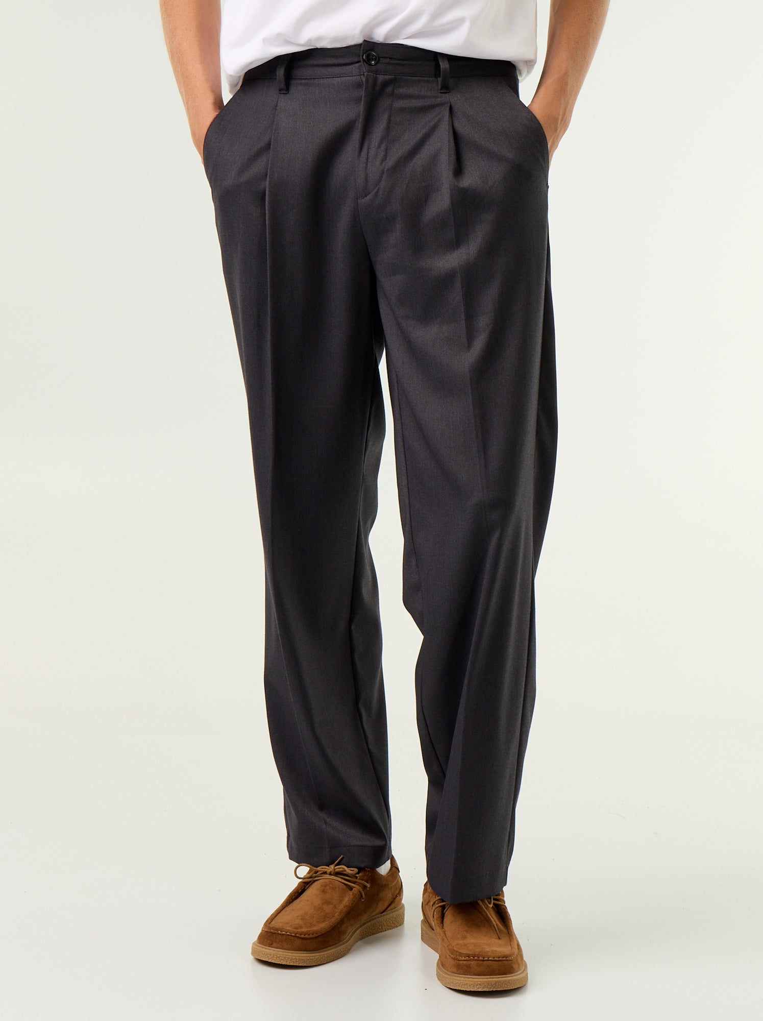 Pantalon large uni - Gris