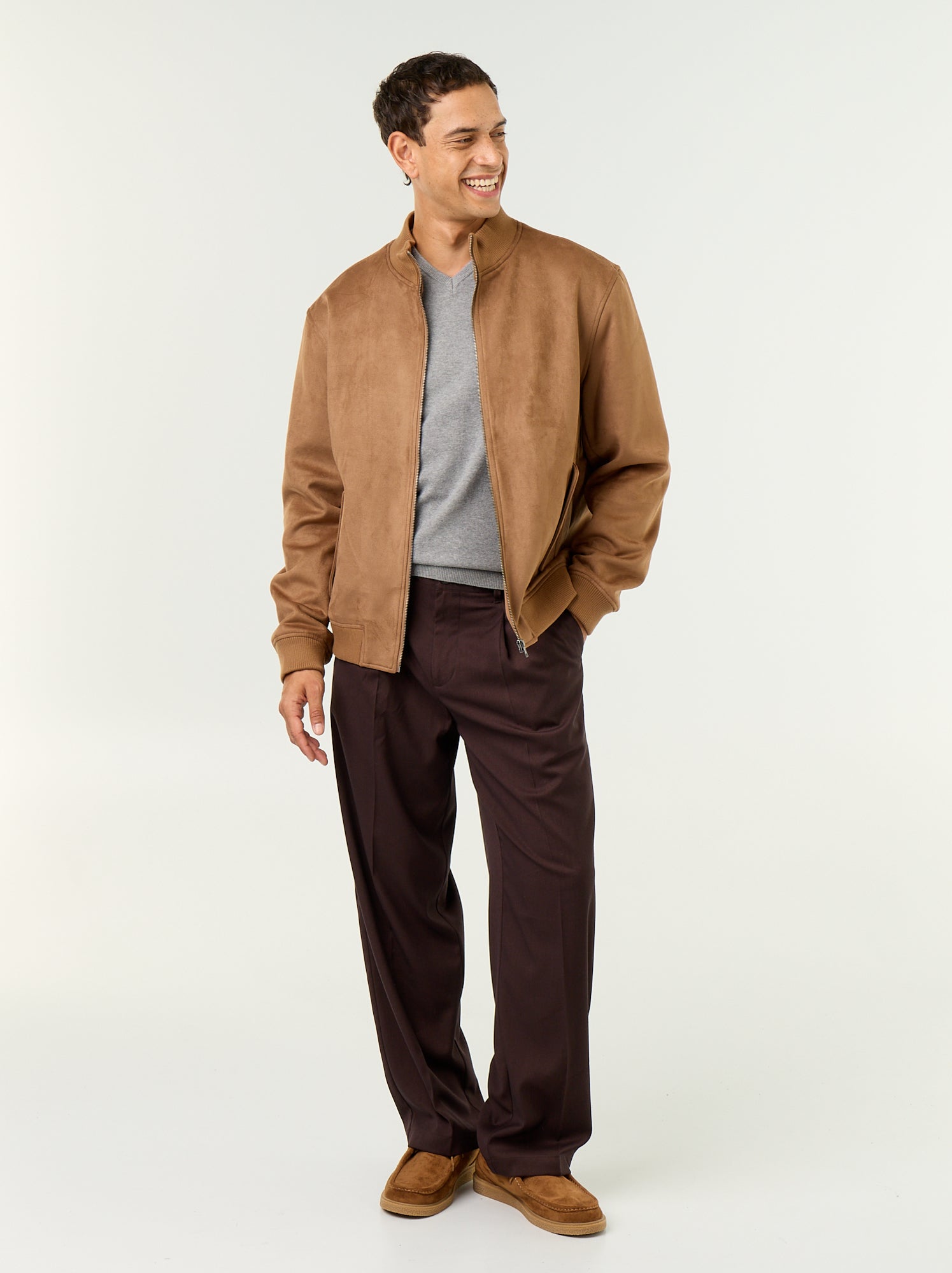Pantalon large uni - Marron