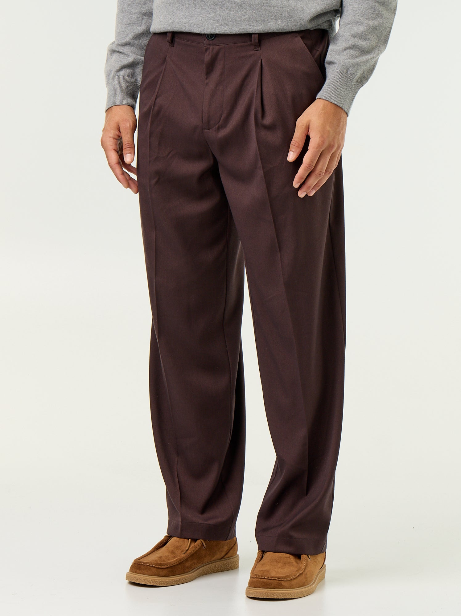 Pantalon large uni - Marron