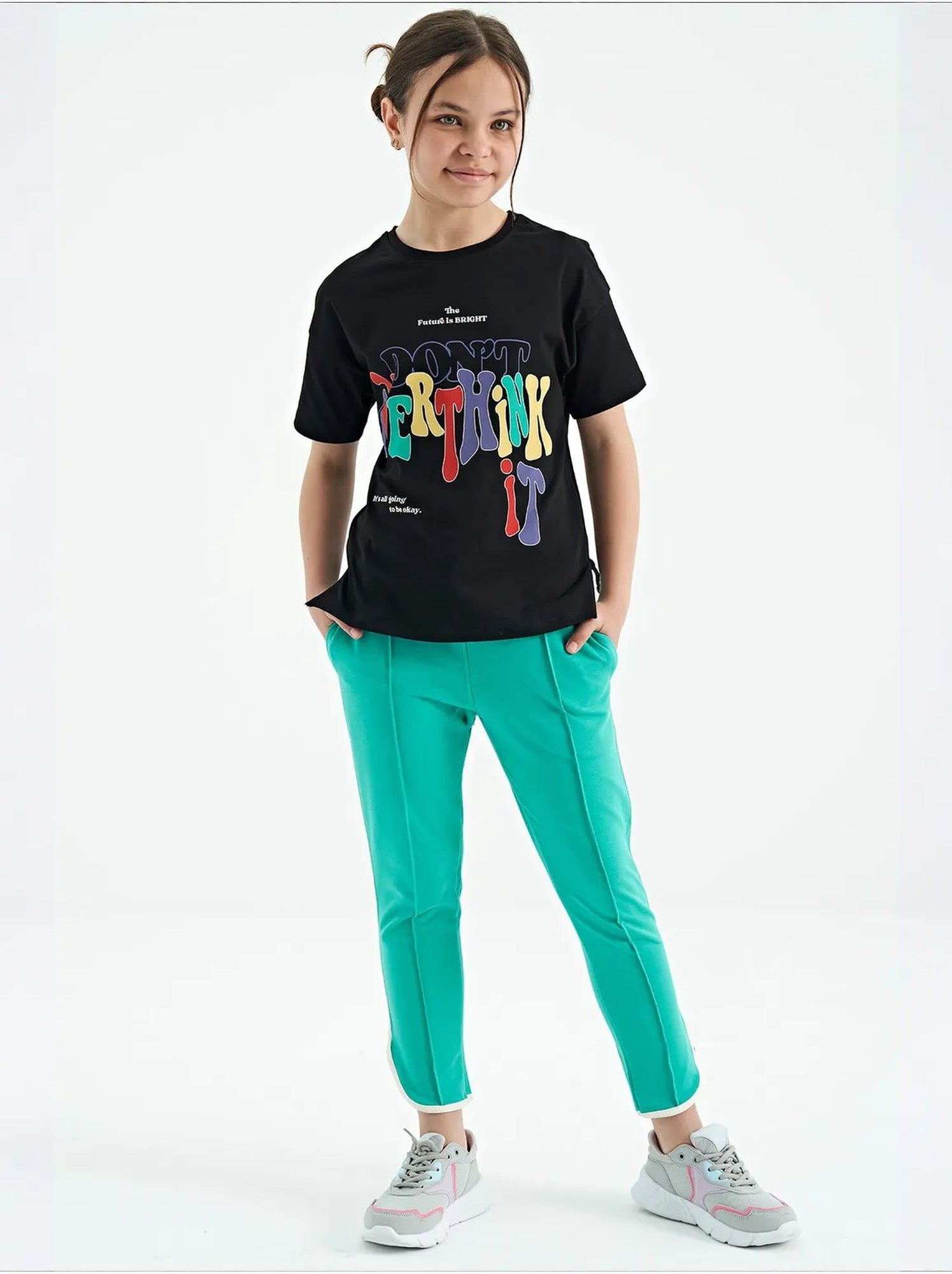 Pantalon mixte jeune en mélange de coton tommy - Vert émeraude
