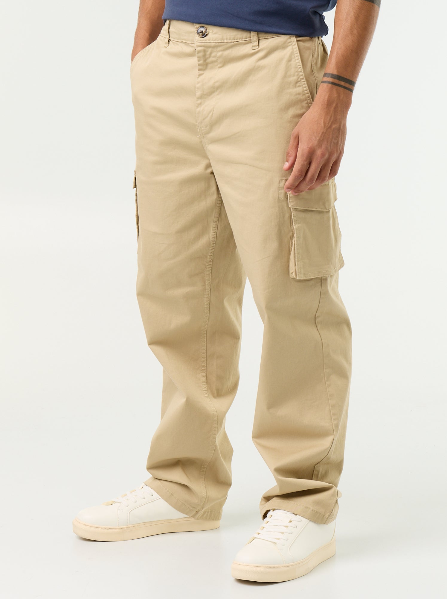 Pantalon multipoche regular fit - Beige