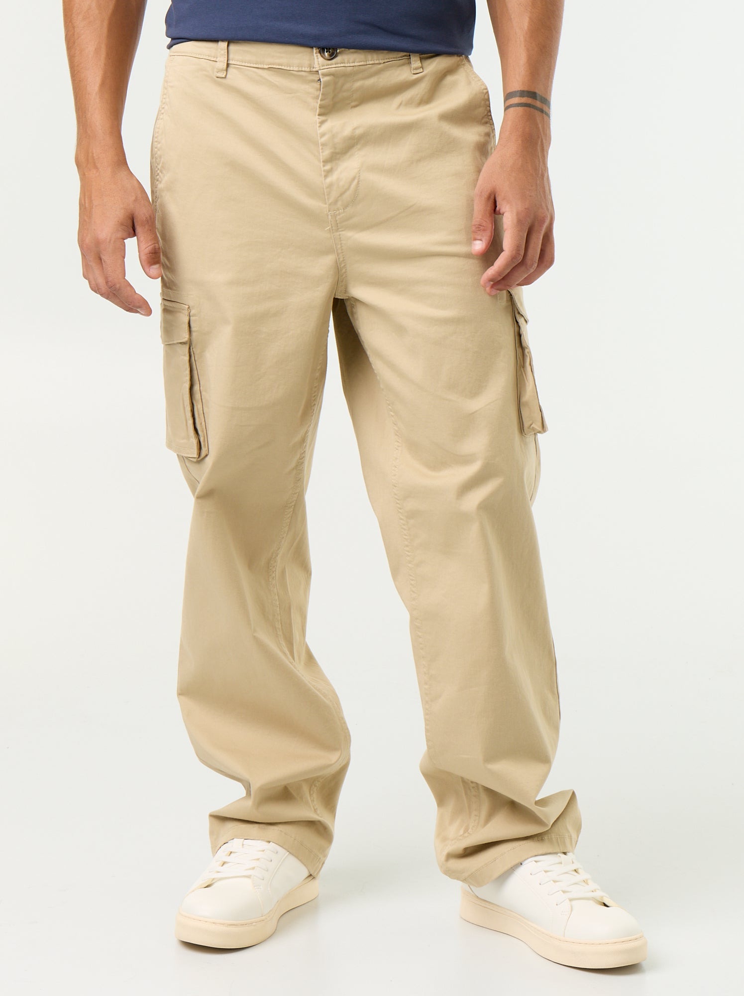 Pantalon multipoche regular fit - Beige