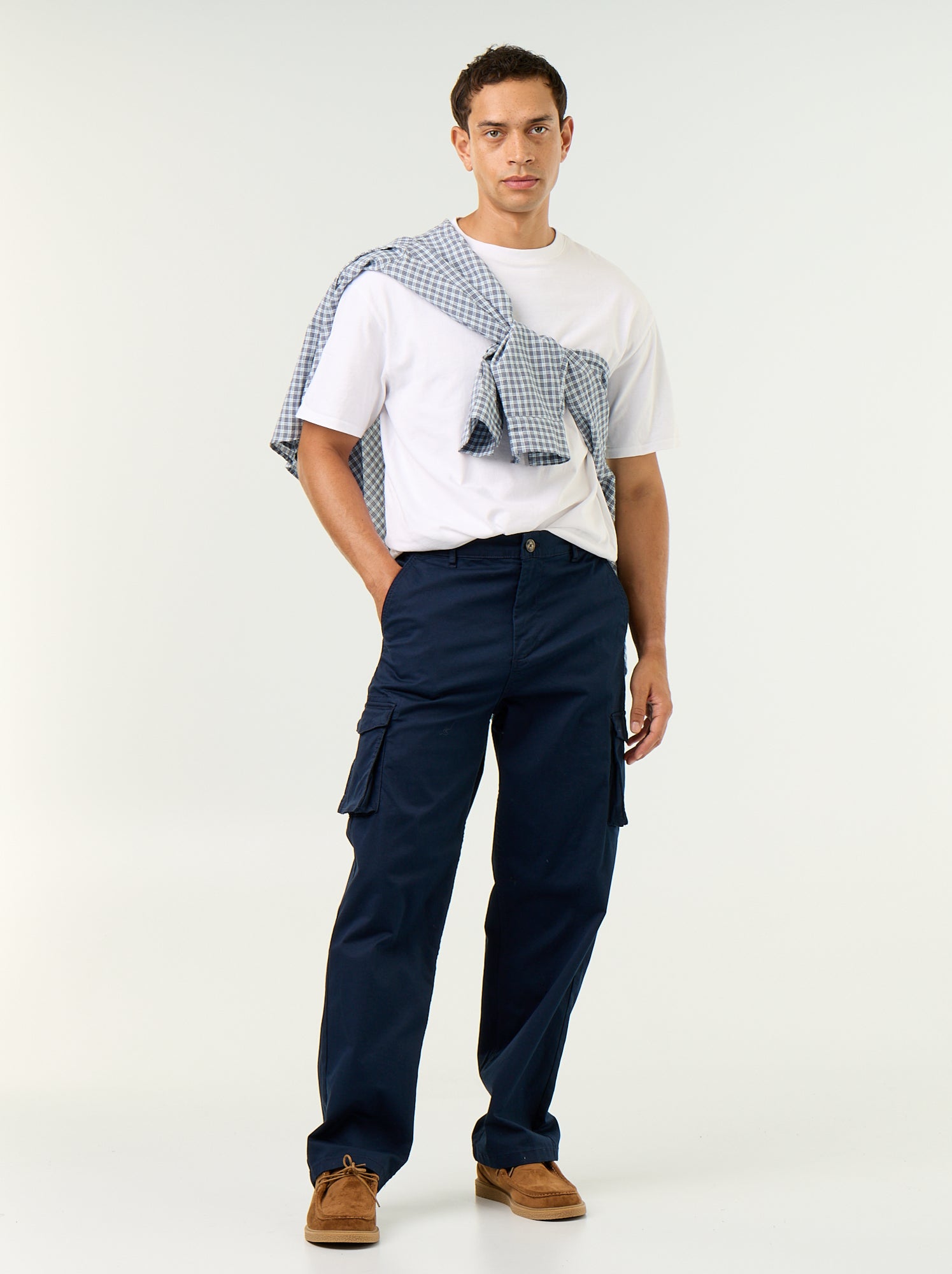 Pantalon multipoche regular fit - Bleu