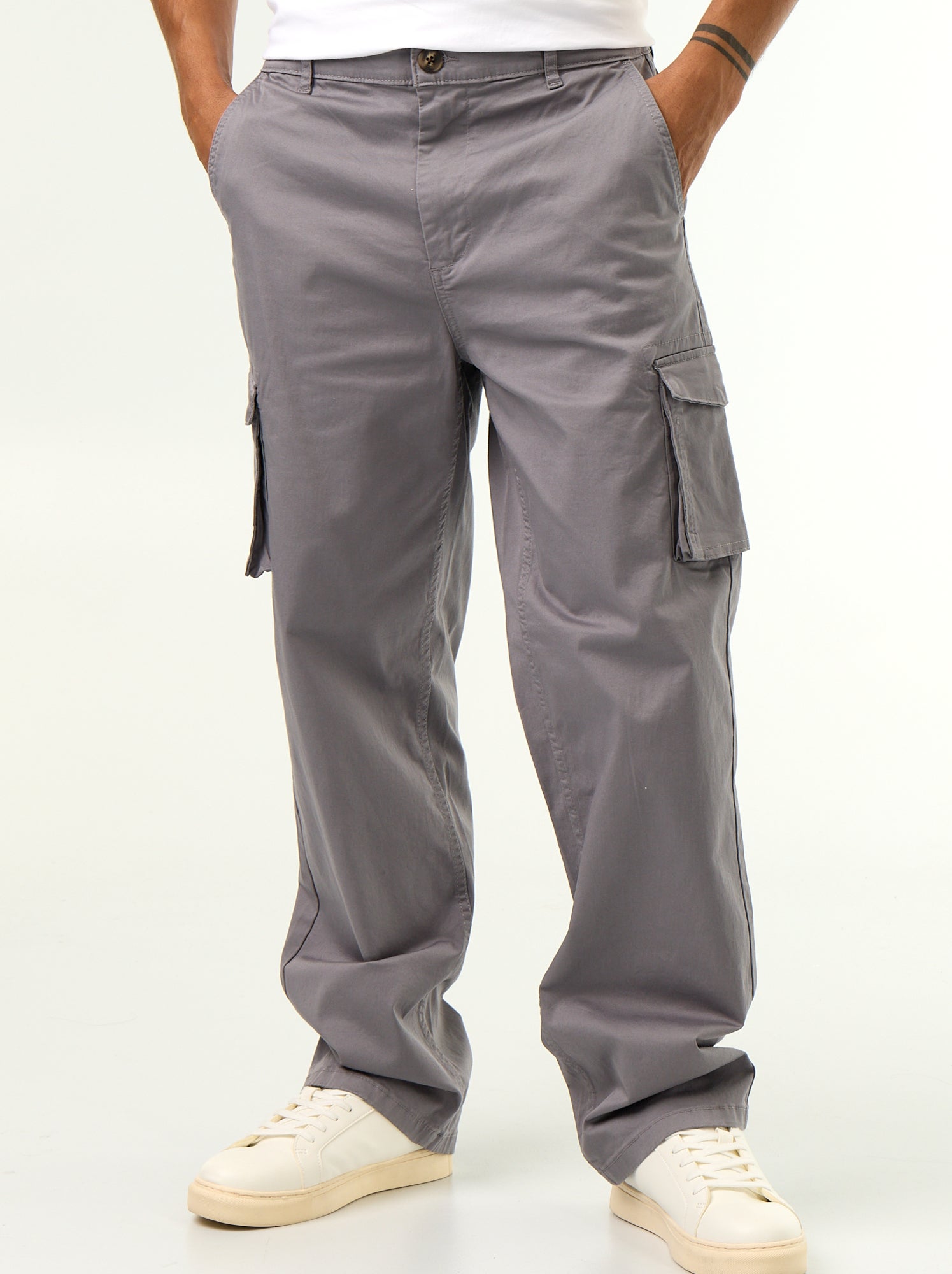 Pantalon multipoche regular fit - Gris