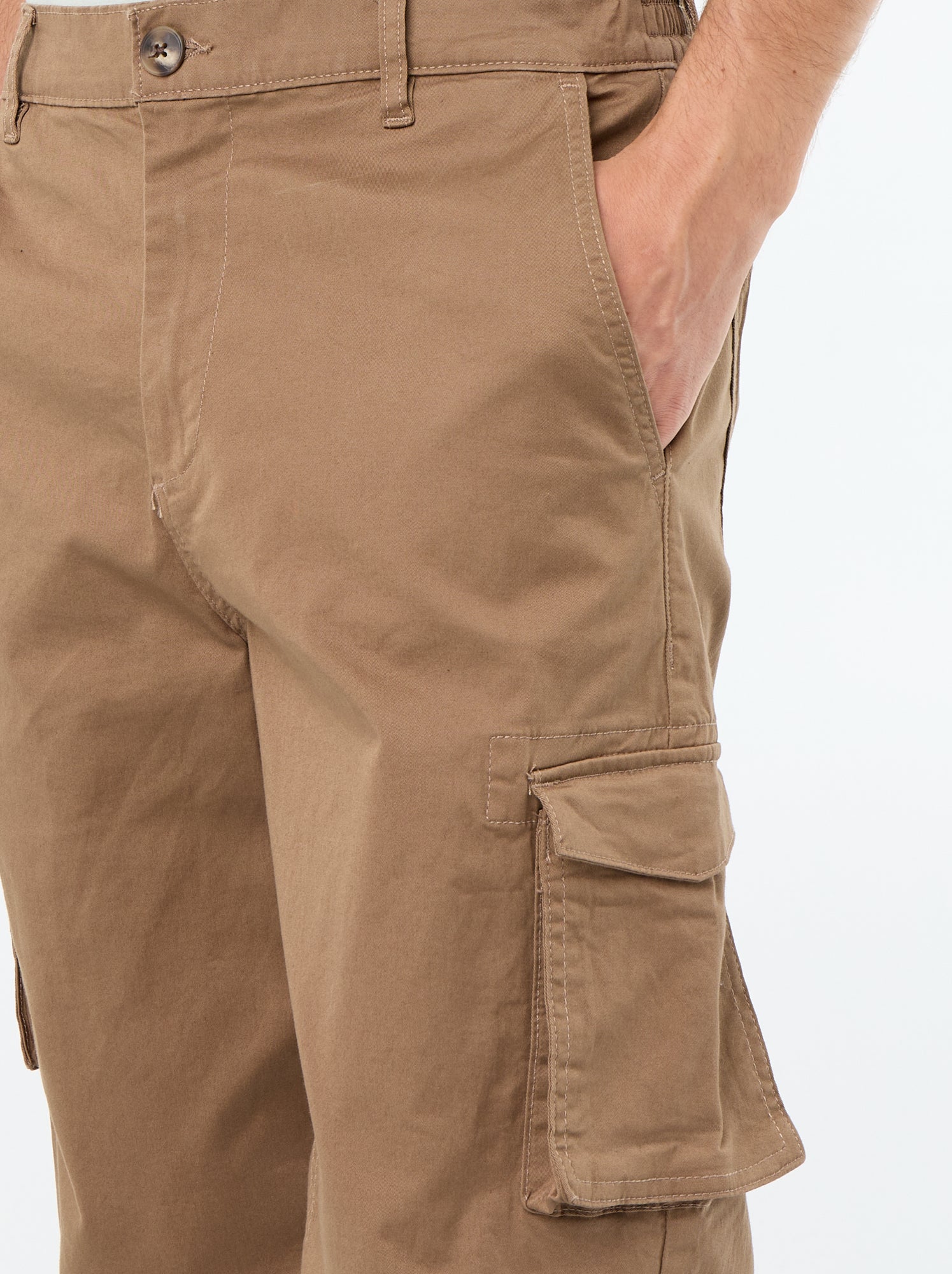 Pantalon multipoche regular fit - Marron